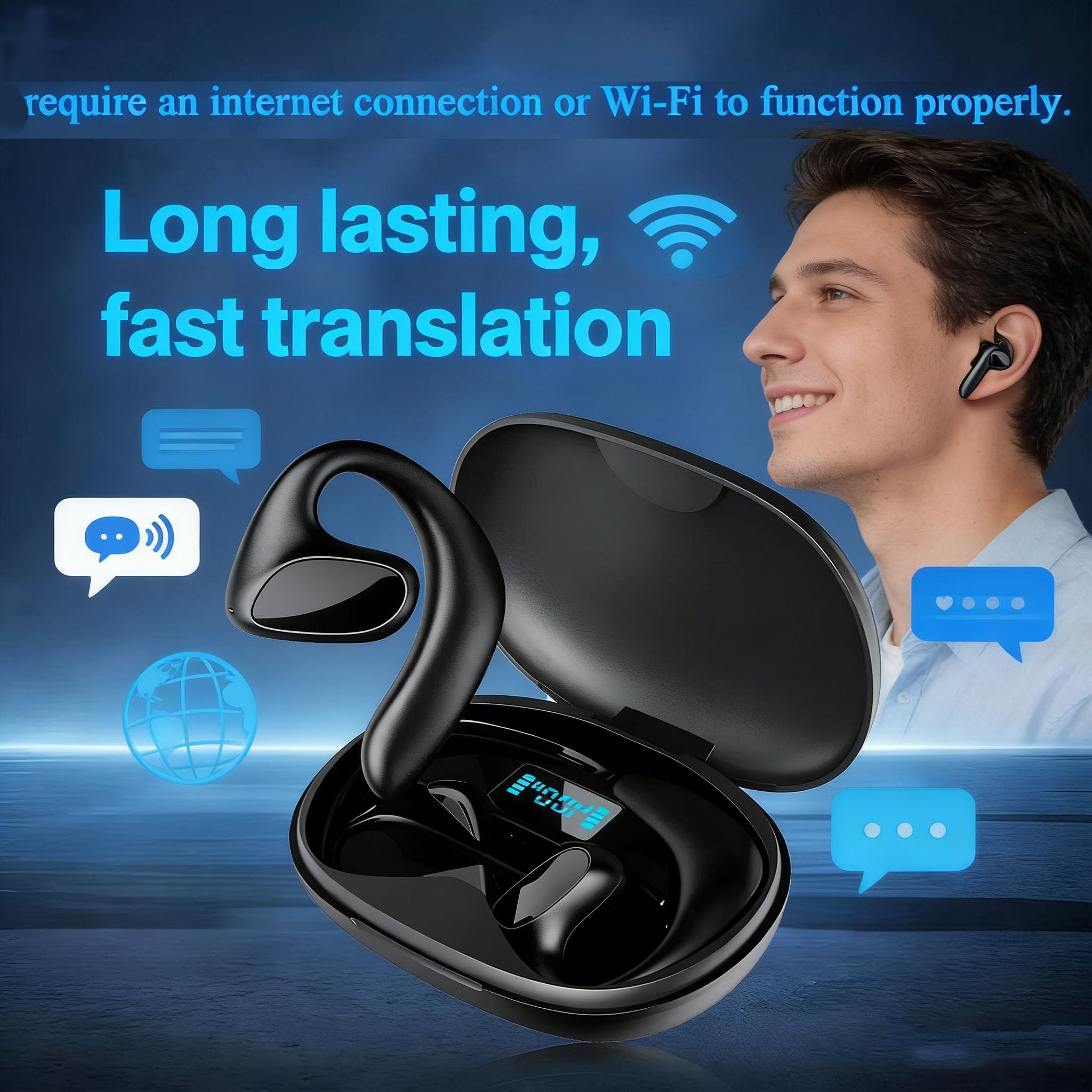 Meacode Traductor, Meacode Ai Translation Earbuds, Auriculares Traductor En Tiempo Real-144 Idiomas/Traducción Simultánea/Función Sin Conexión/ Ruido Para Viajes, Negocios Y Estudios (2PZ-A)