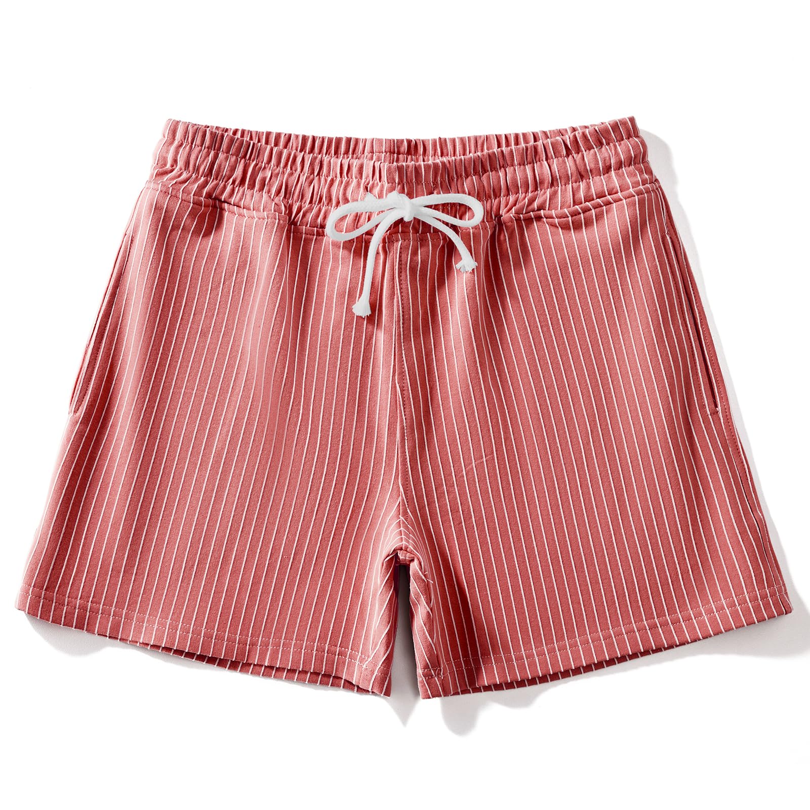 FIROTTII Mens Sweat Workout Shorts 5 Inch Cotton Terry Sweatshort Casual Striped Pajamas Summer Athletic Short