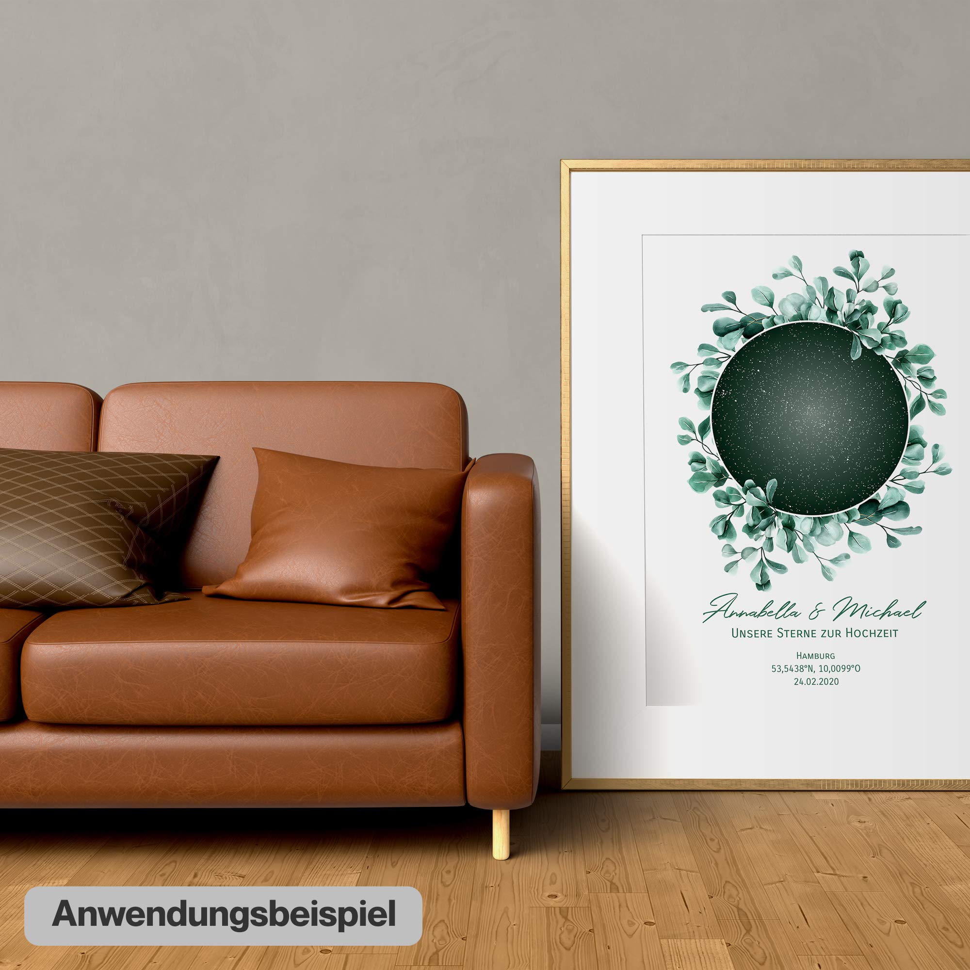 WUNDERLAND EDITION Personalisierte Sternenkarte als Poster - Der astronomisch korrekte Sternenhimmel von Ihrem Wunschdatum mit Wunschtext, 50 x 70 cm - Das personalisierte Geschenk