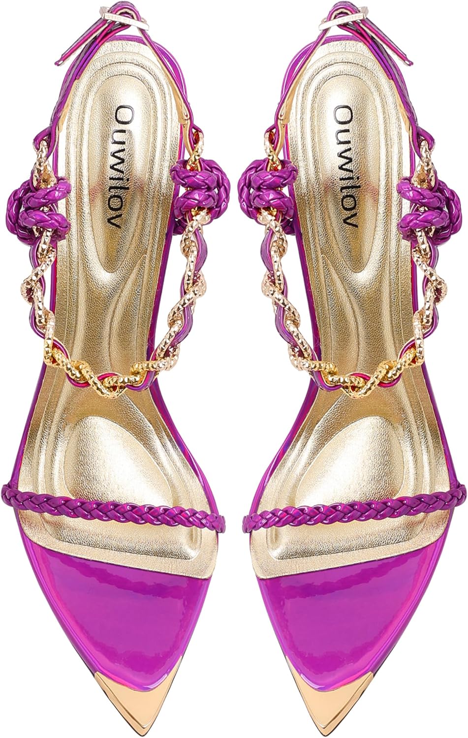 Gold Strappy Stiletto Heels for Women Metallic Ankle Strap Open Toe High Heel Sandals Elegant Dress Shoes for Wedding Party Prom and Evening Events - Image 4