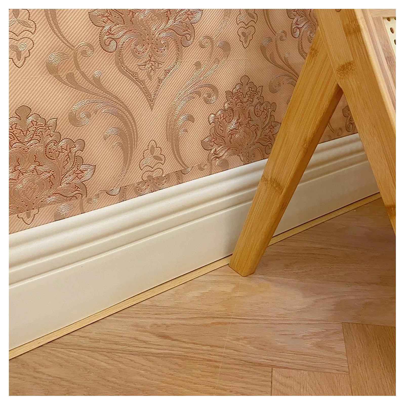 Cxgbqsj White Baseboard Molding Trim 4.92 Inch X 6.56 Feet Peel And Stick Self Adhesive Flexible Wall Base Moulding Trim For Floor Corner Wall,