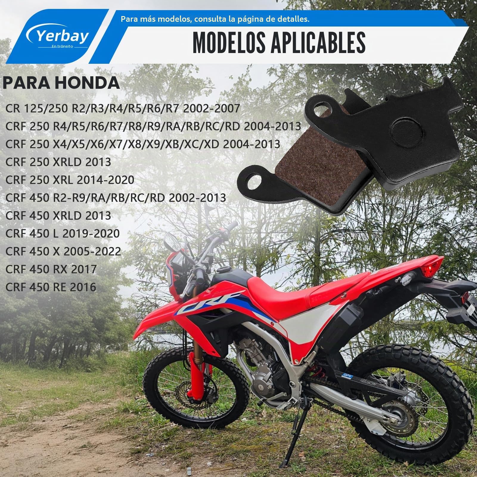 Pastillas de Freno Delanteras/Traseras kit para Honda CR 125/250 R 2002-2007/ CRF 250 R/X 2004-2018/ CRF 450 R/X 2002-2018