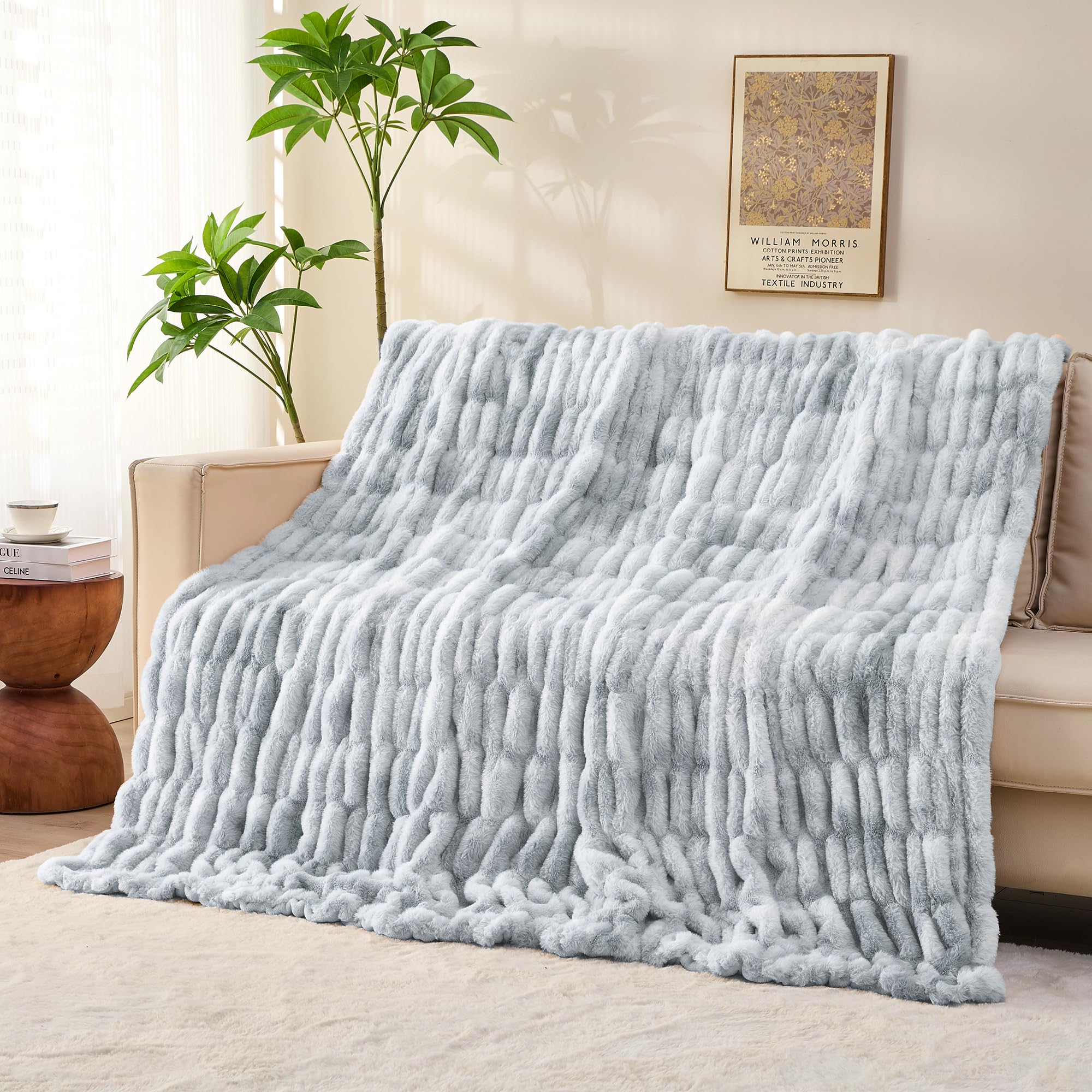 Amazon.com: Viviland Faux Fur Throw Blanket for Bed Couch Sofa