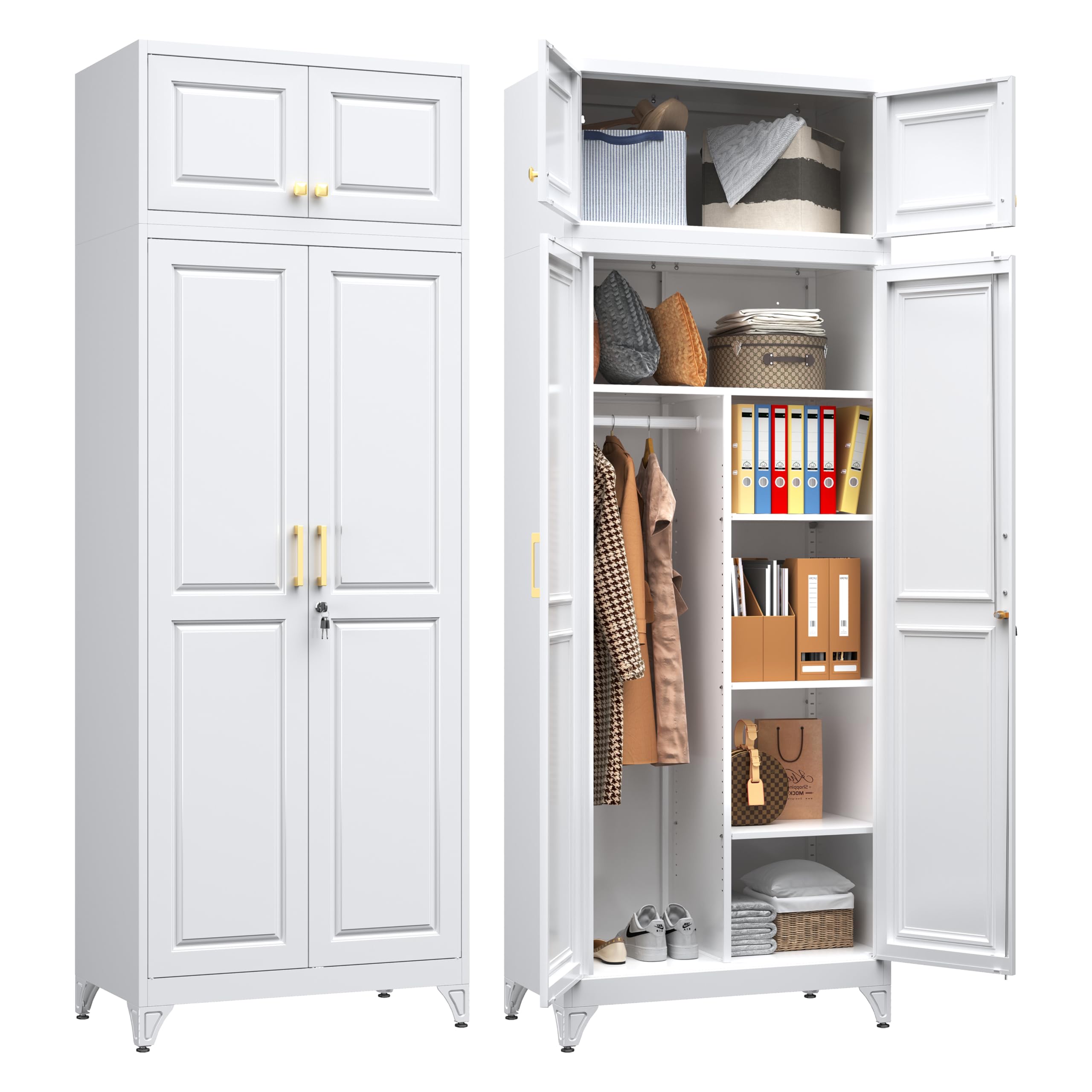 SteeLoong Armoire Wardrobe Closet,86" H Wardrobe Cabinet with Locking Doors