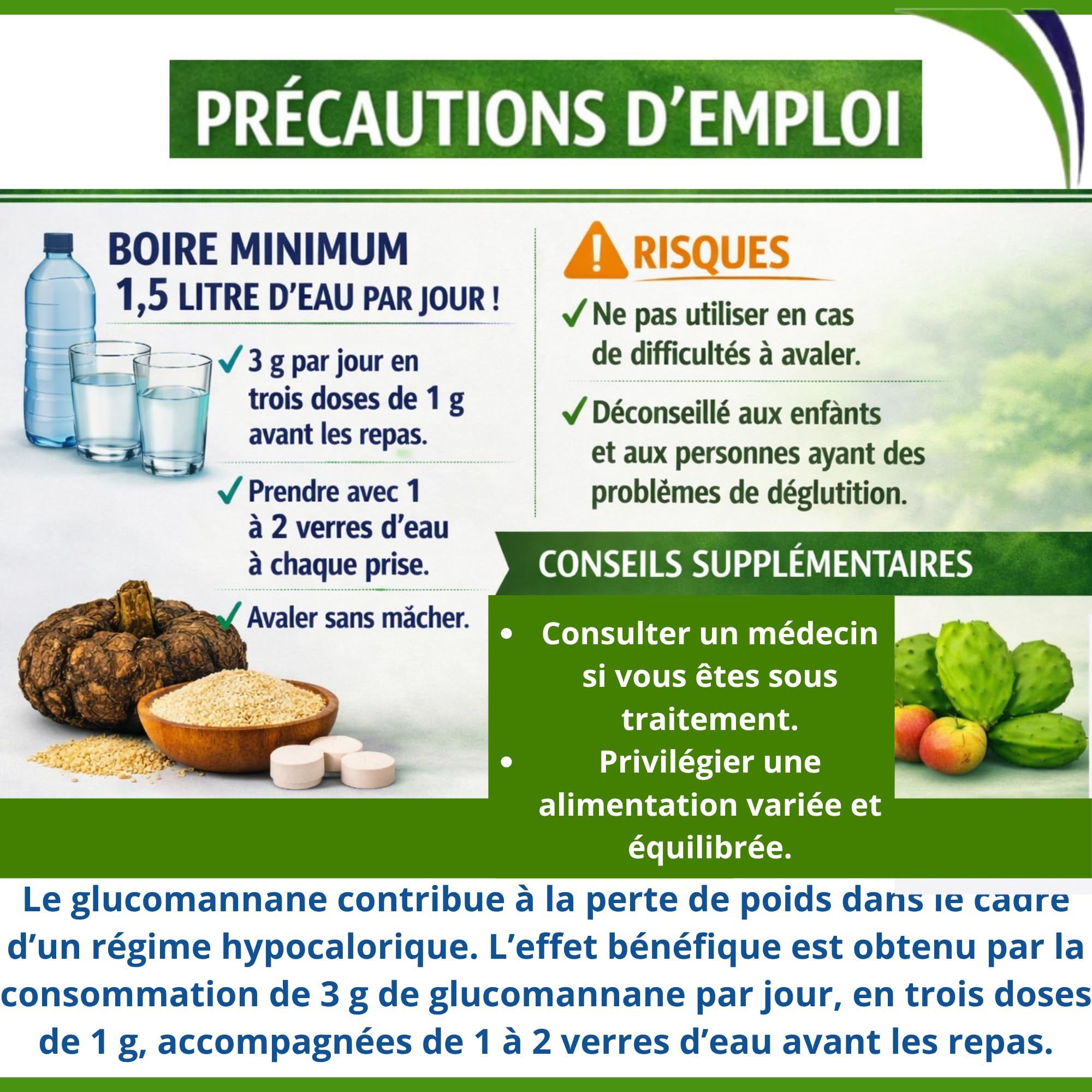 Meri.fr Complément Alimentaire Konjac Glucomannane, Fibres Naturelles, Vegan, Sans Gluten, 180 Gélules Végétales - lot de 2x180 capsules