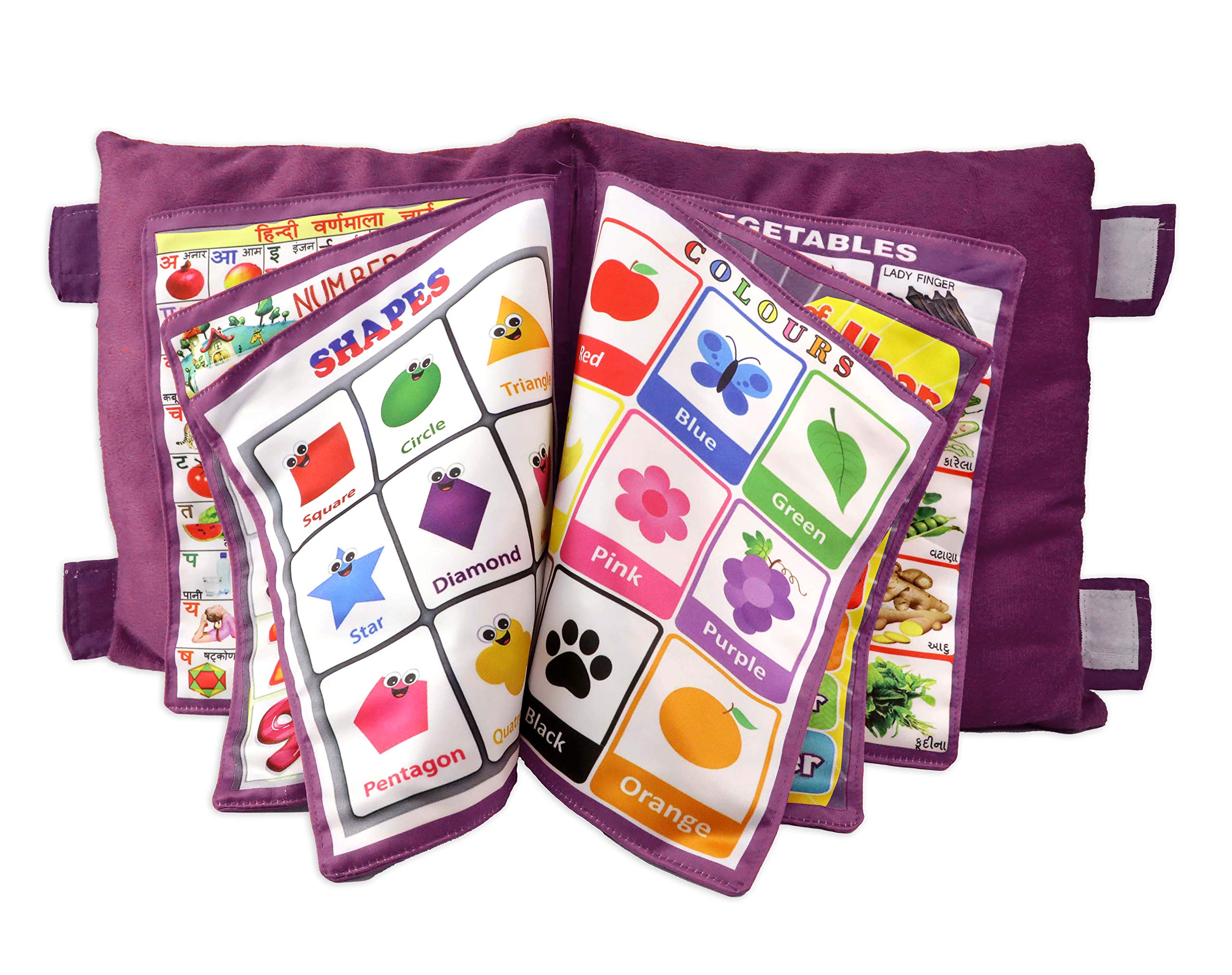 Keshav Creation Polyester Kids Learning Cushion Book | Educational Toys | Abcd Toys (Dark Purple), Pack of 1-image-45