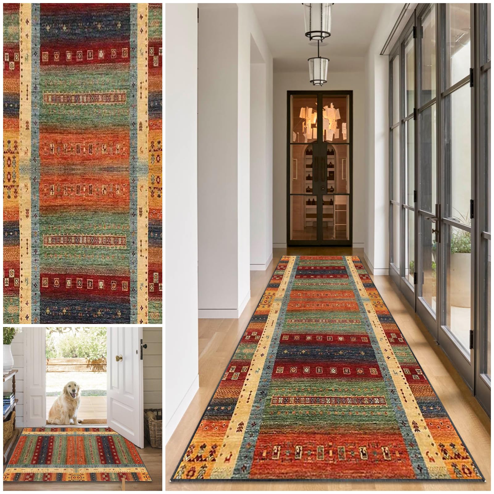 Runner Rugs for Hallway Washable Kitchen Rugs 50 x 180 cm Hall Runners Non Slip Long Kitchen Runner Rug Absorbent Floor Carpet Area Rug Door Mats Carpet Runner for Hallway Entryway Laundry Room