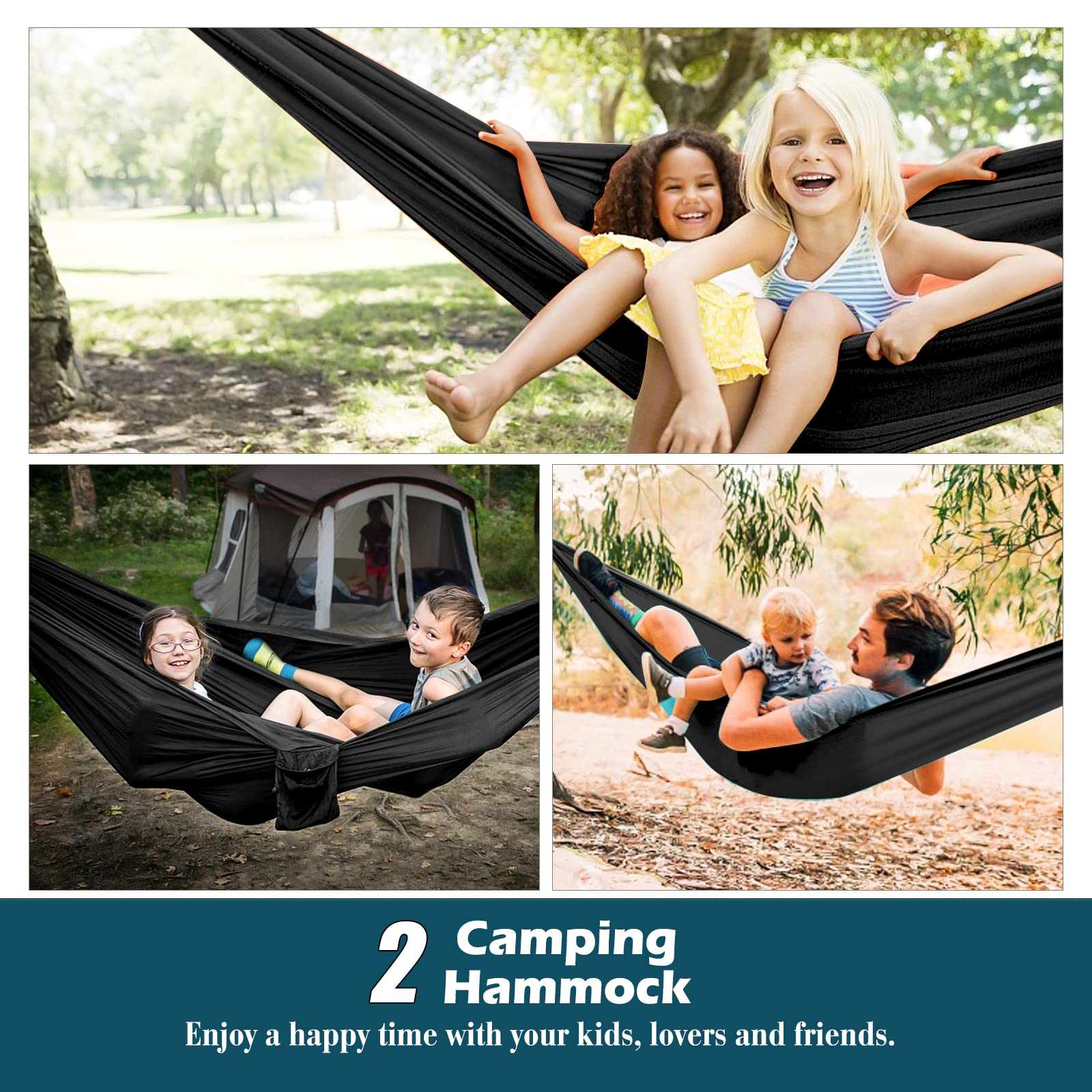 Camping Hammock With Mosquito Net - Double Size Portable Nylon Hammock Holds 600lbs For Outdoor Adventures
