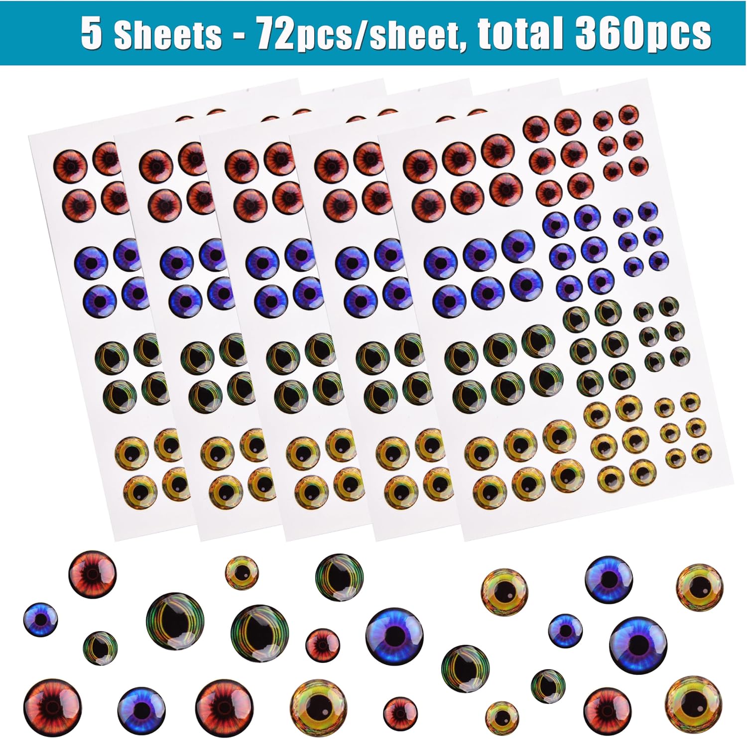 Fishing Lures Eyes,3D/4D/5D Realistic Fishing Eyes for Making Fishing Bait Fly Tying Material DIY Fishing Lure Making Tool