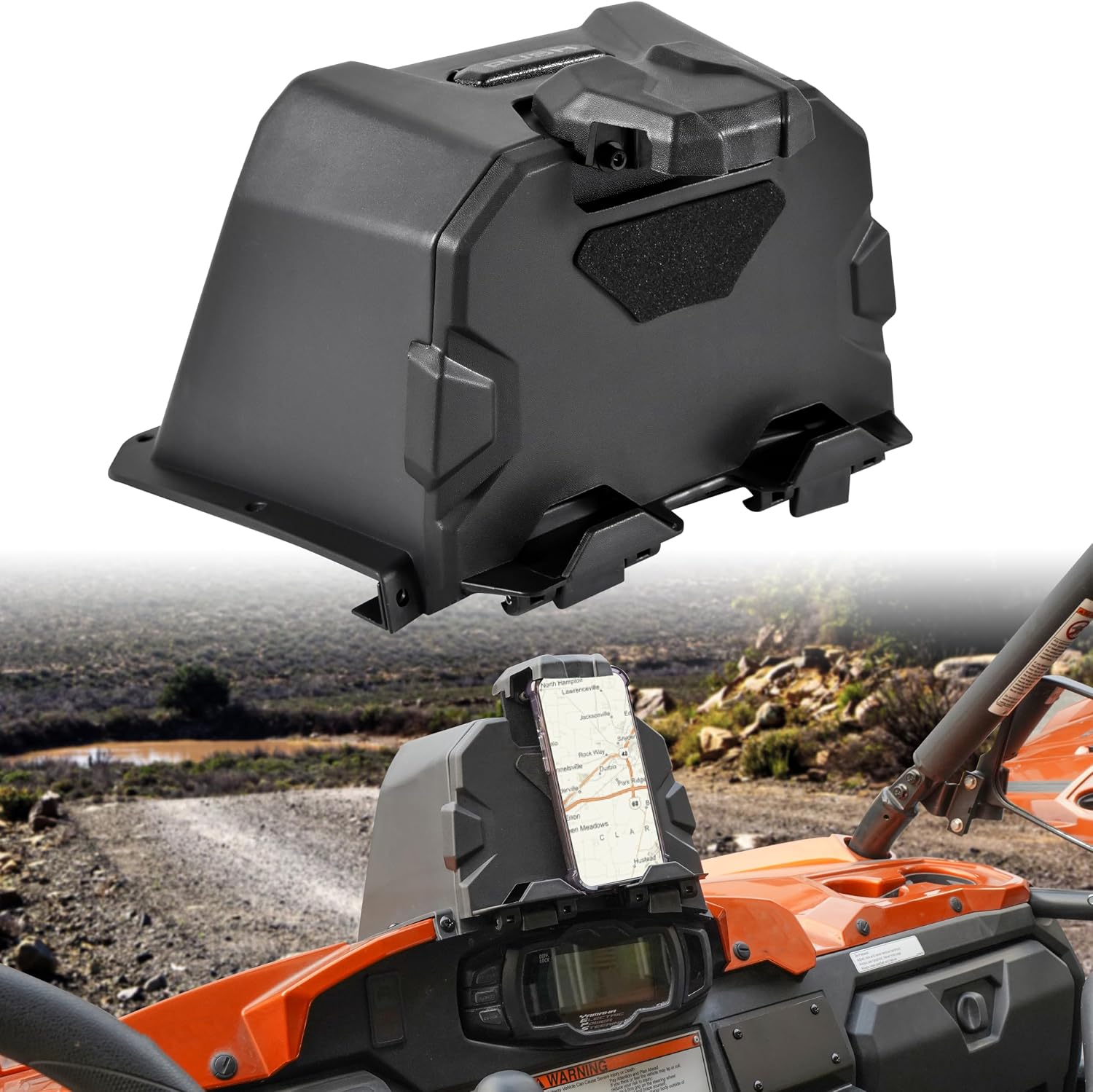 Electronic Device Tablet Mounts for Yamaha Viking, Adjustable Phone Holder GPS Mounts Navigator Bracket with Extra Storage Box for Yamaha Viking/Viking VI 2014-2025 Accessories(1PC)