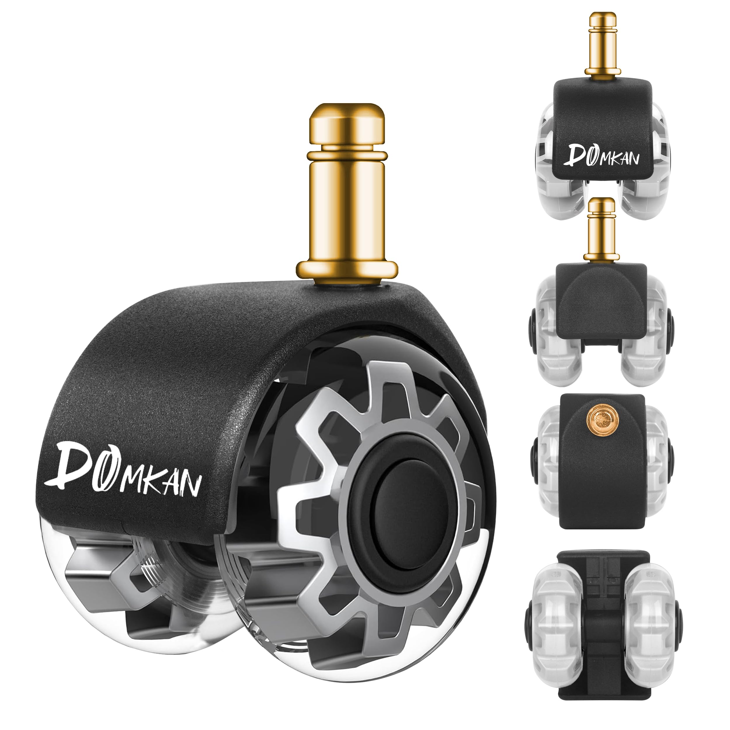 Domkan Juego de 5 ruedas para silla de oficina, 10 x 22 mm ruedas de repuesto para alfombras y suelos de parquet, resistentes ruedas para sillas de oficina