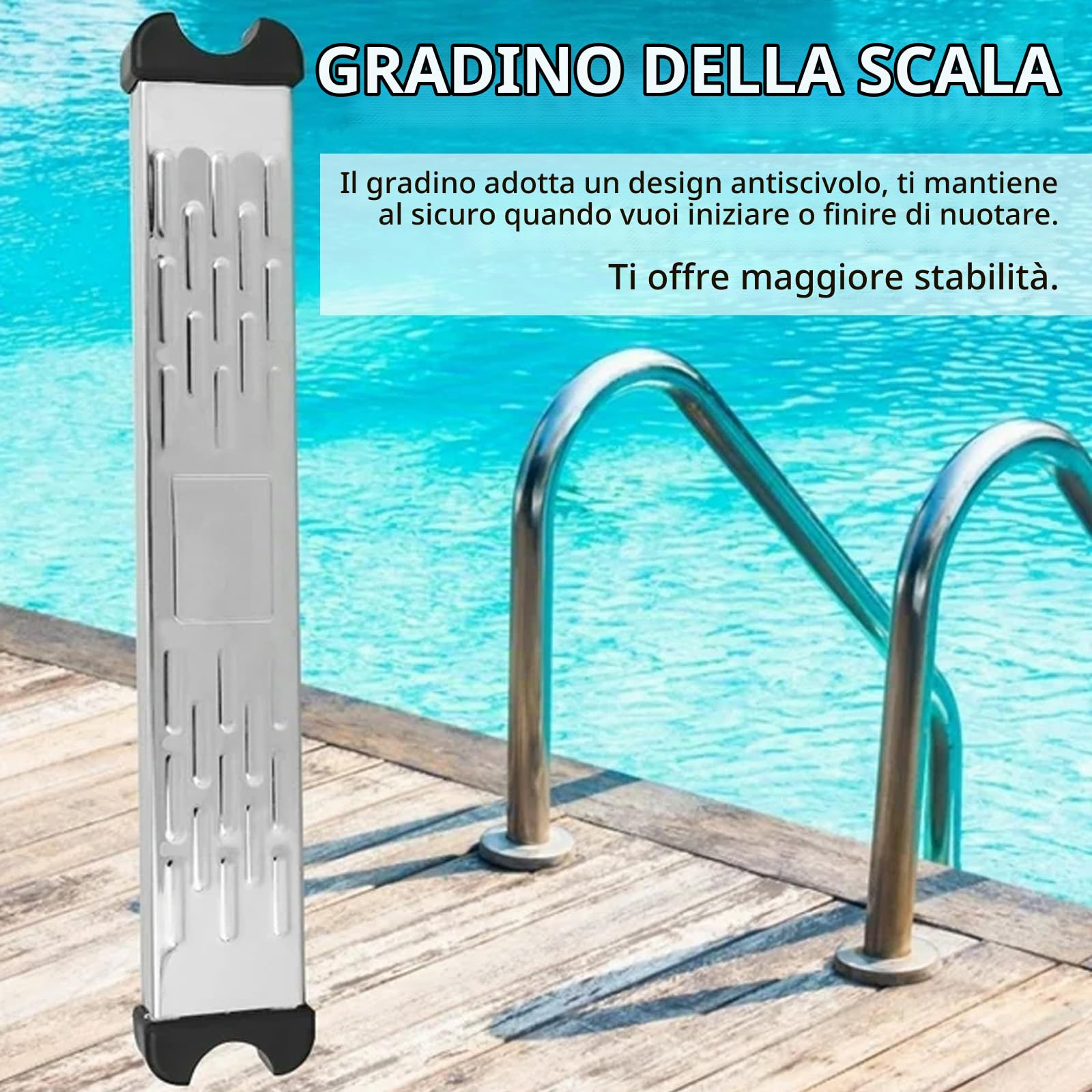 Gradini Per Scaletta Piscina, 3 Pezzi Gradino Antiscivolo Per Piscina Scala Di Ricambio In Acciaio Inox Generale Per Scaletta ScalaPiscina Accessori Antiscivolo Parti Pedale
