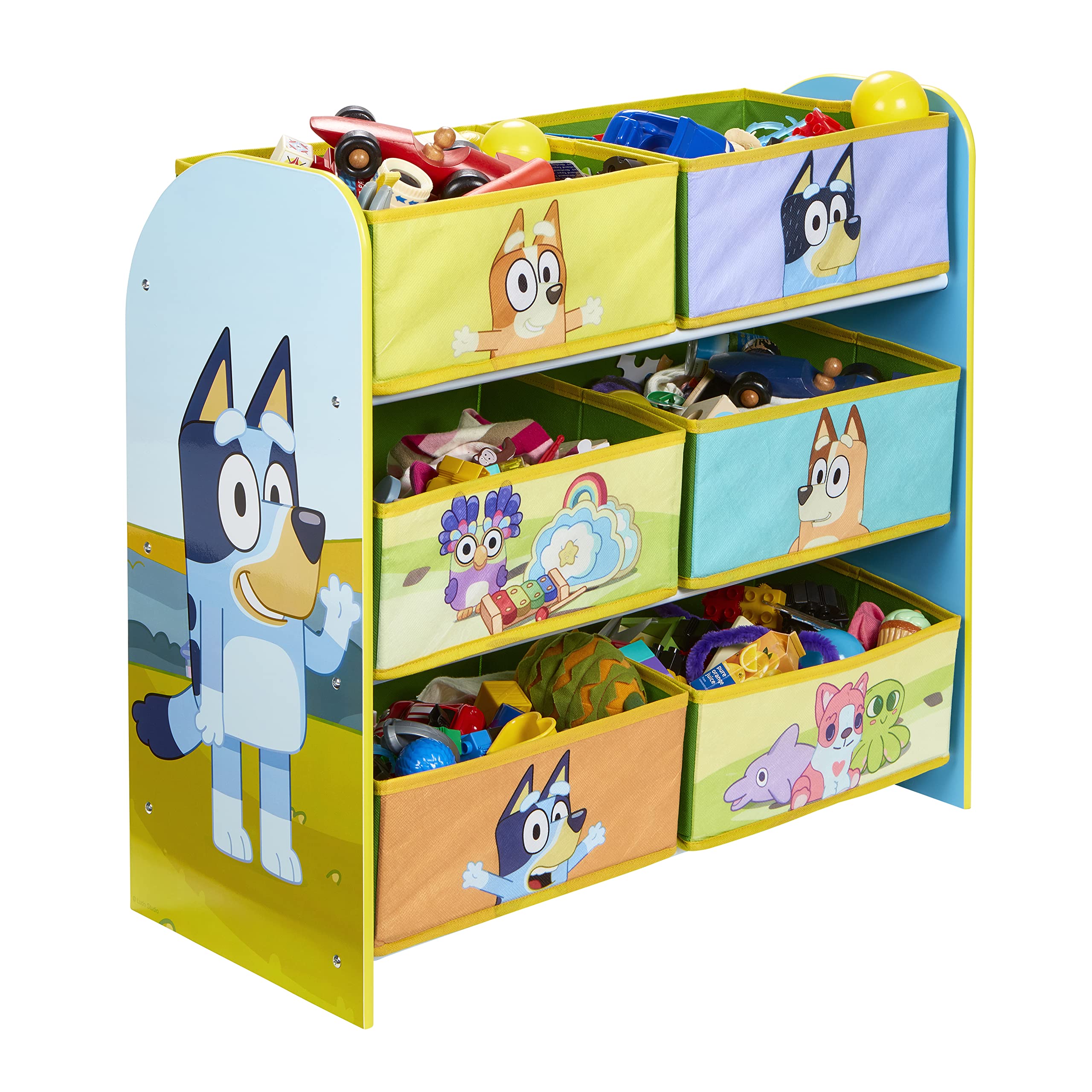 Bluey Unidad de Almacenamiento de Juguetes para Dormitorio Infantil con 6 Cajas de Almacenamiento de Tela