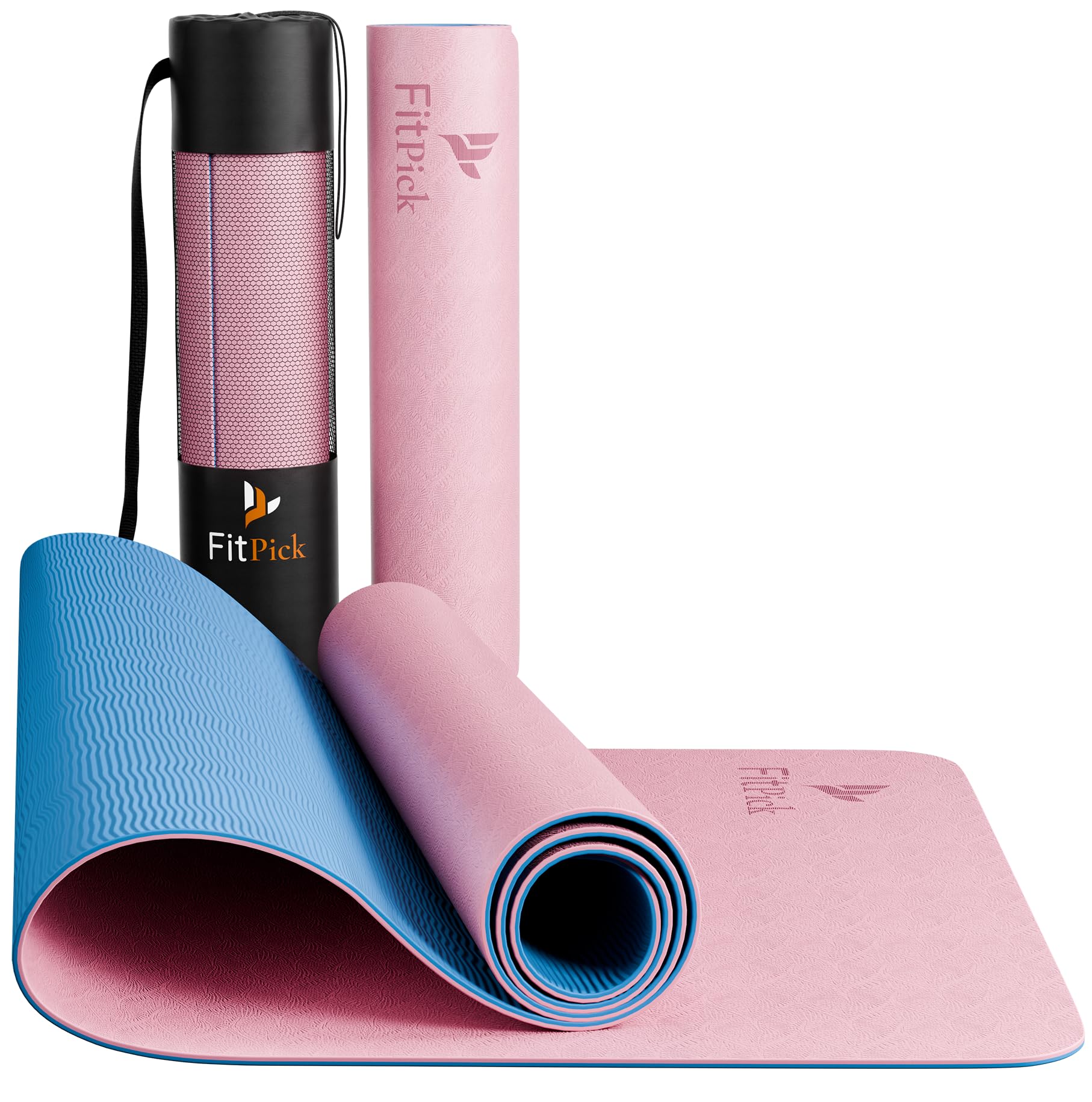 FIT PICK Pro Yoga Mat for Women & Men | High Density TPE Yoga Mat with 6mm Cushion | Non-Toxic, Sweat-Resistant & Double Sided Anti-Slip Exercise Mat | Lightweight & Portable with Carry Bag (Pink Sapphire)-image-22