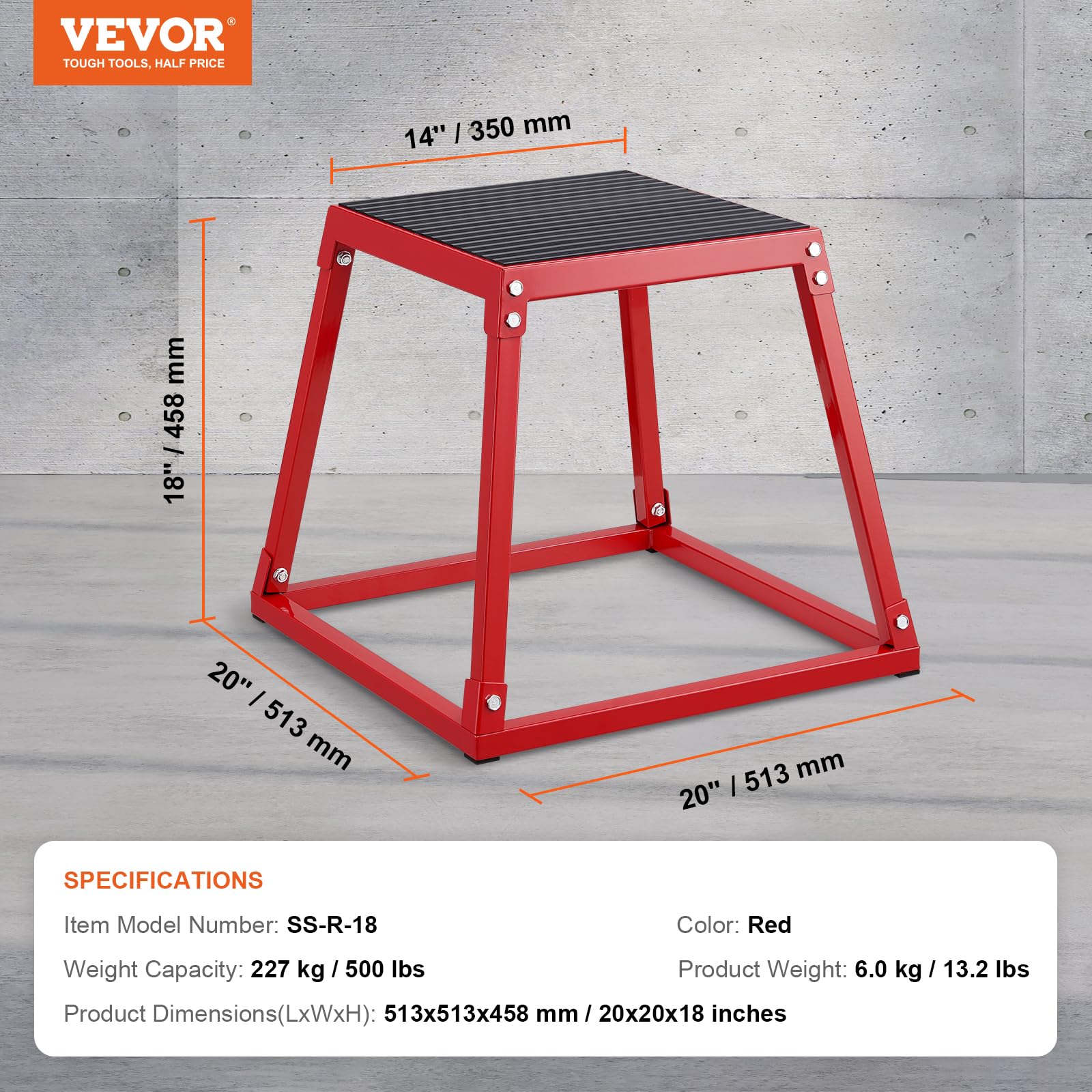 VEVOR Jump Box pliometrico da 30,5 cm, piattaforma pliometrica in acciaio e scatola di agilità per saltare, scatola antiscivolo per esercizi di fitness, allenamento in palestra a casa, allenamento di