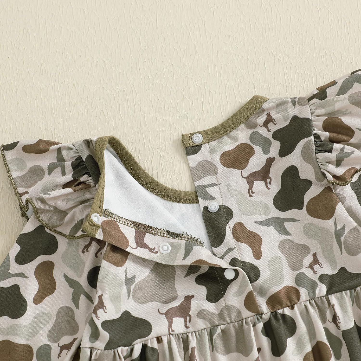 Newborn Baby Girl Hunting Outfit Camo Ruffle Long Sleeve Romper Jumpsuit Smocked Bubble One Piece Clothes - Image 4