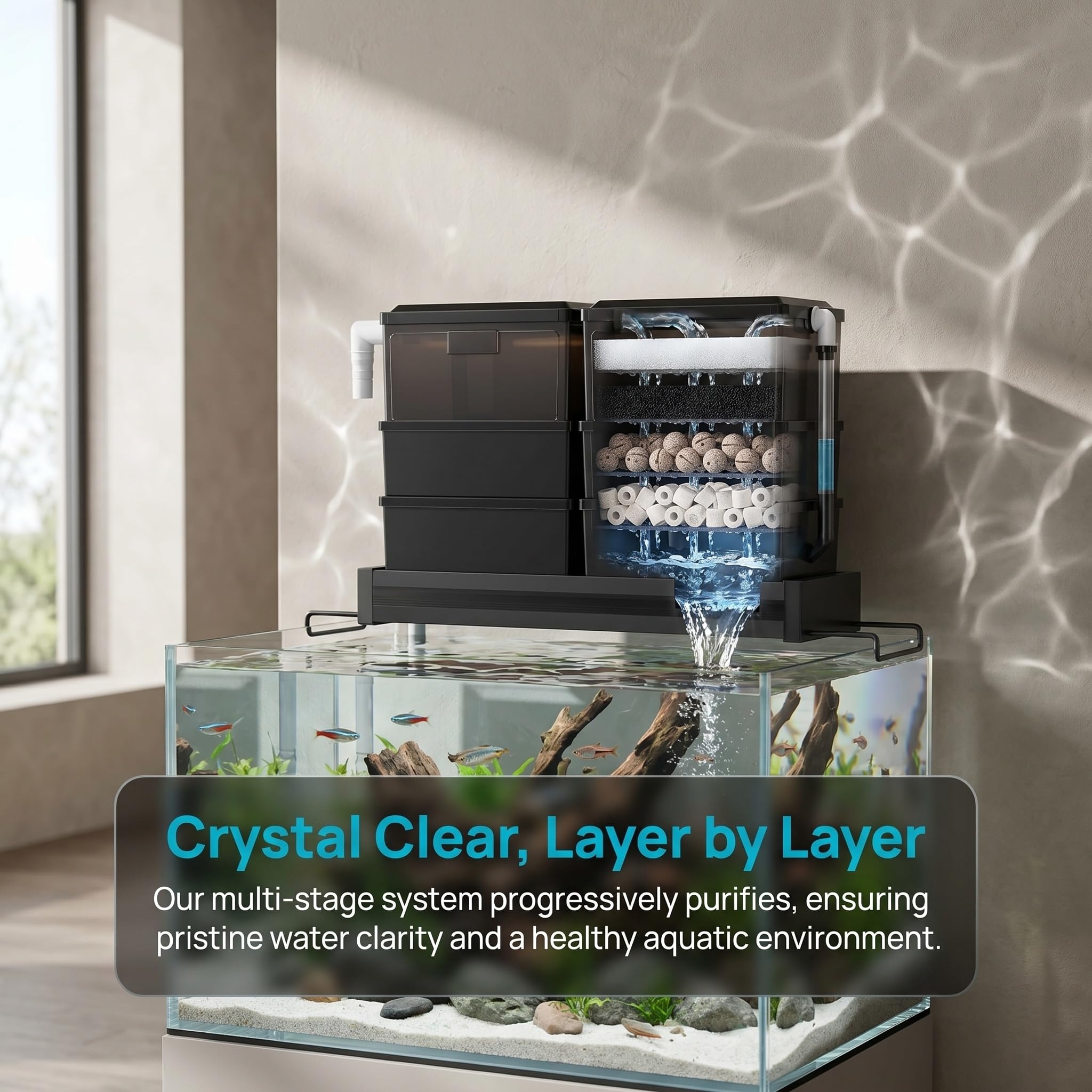 Caja De Filtro Superior Multiusos para Acuario con Cajón - 6 Unidades De Filtro De Goteo Externo para Acuarios, Filtración De Agua Eficiente, Fácil Instalación. 18Boxes