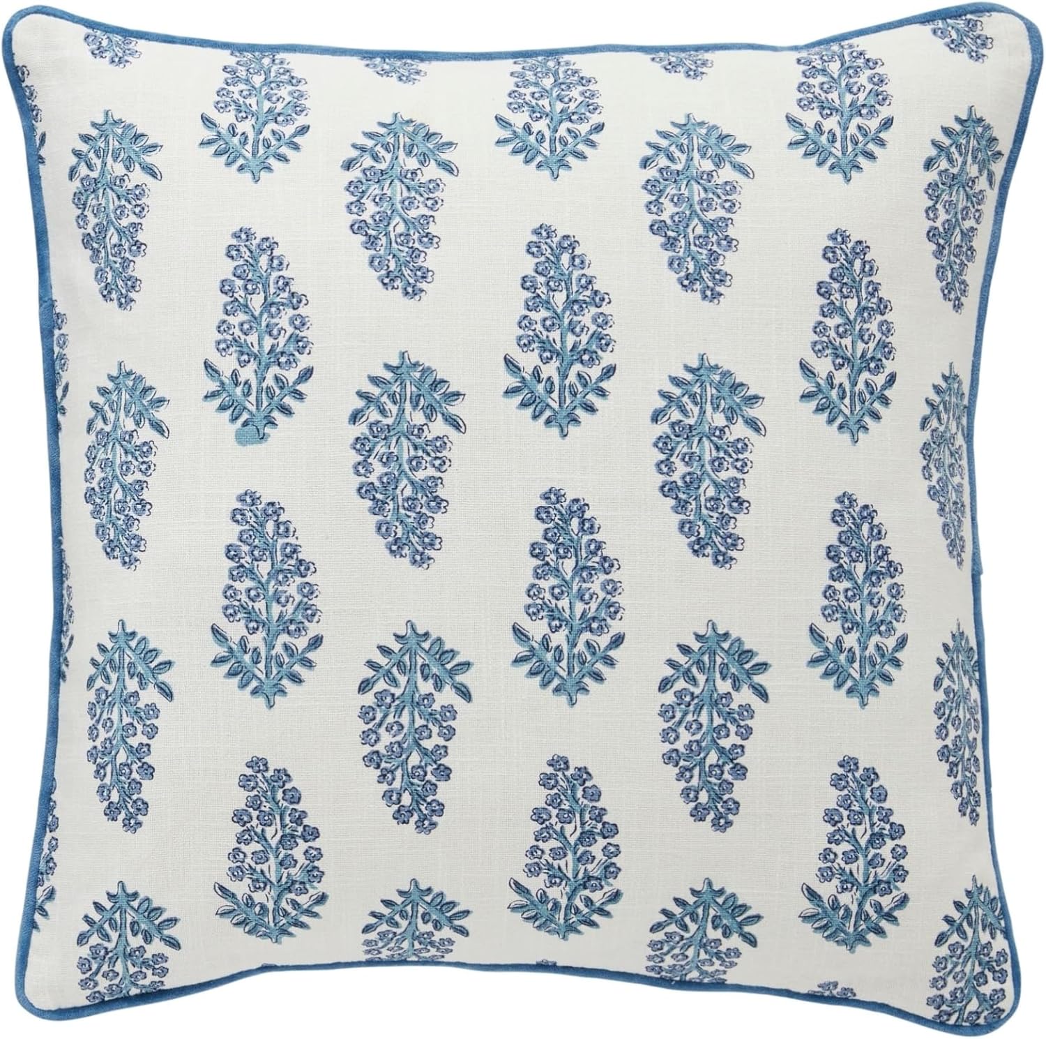 Mud Pie Dianthus Print Blue Pillow; 20" X 20"