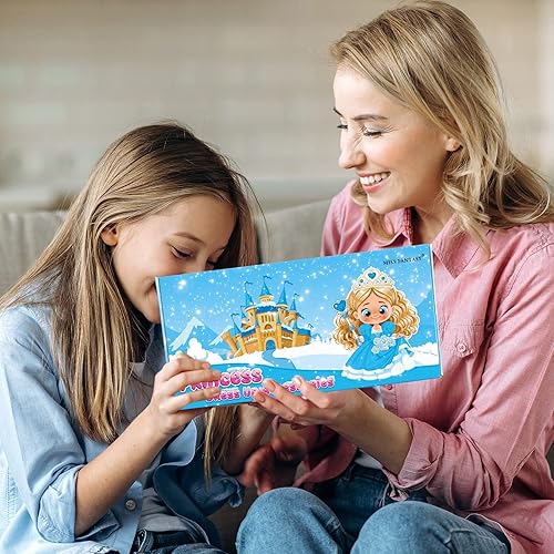 Miniatura 3 de Juego de 6 accesorios de vestir de princesa en caja, juego de 6 vestidos de Elsa para niñas pequeñas con corona de Elsa, varita, guantes, collar,