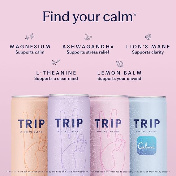TRIP Calm Drink, Non-Alcoholic Adaptogen Mocktail, Original Variety 12 pack