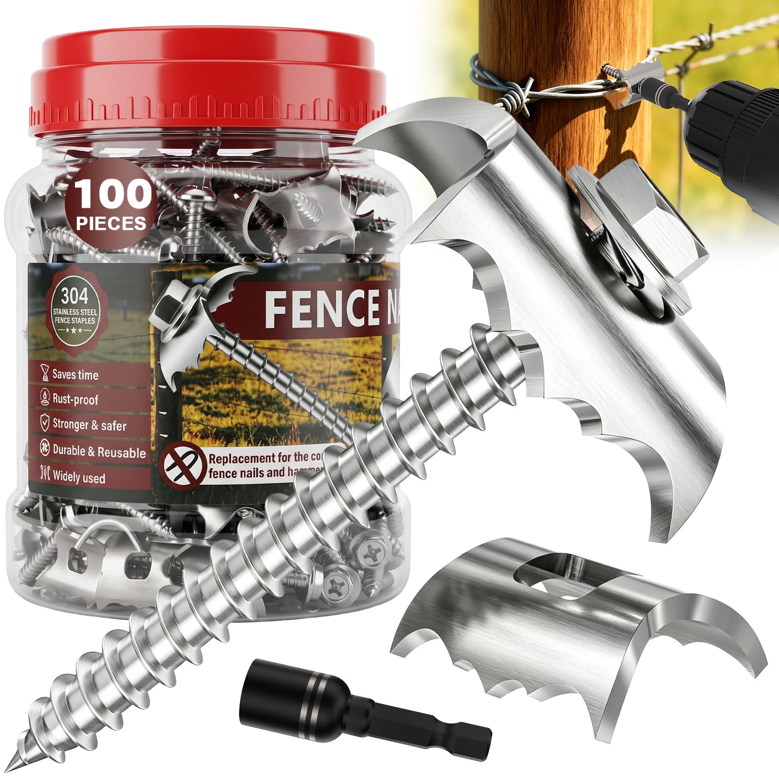 Stainless Steel Fence Staples - 200 Pack -10