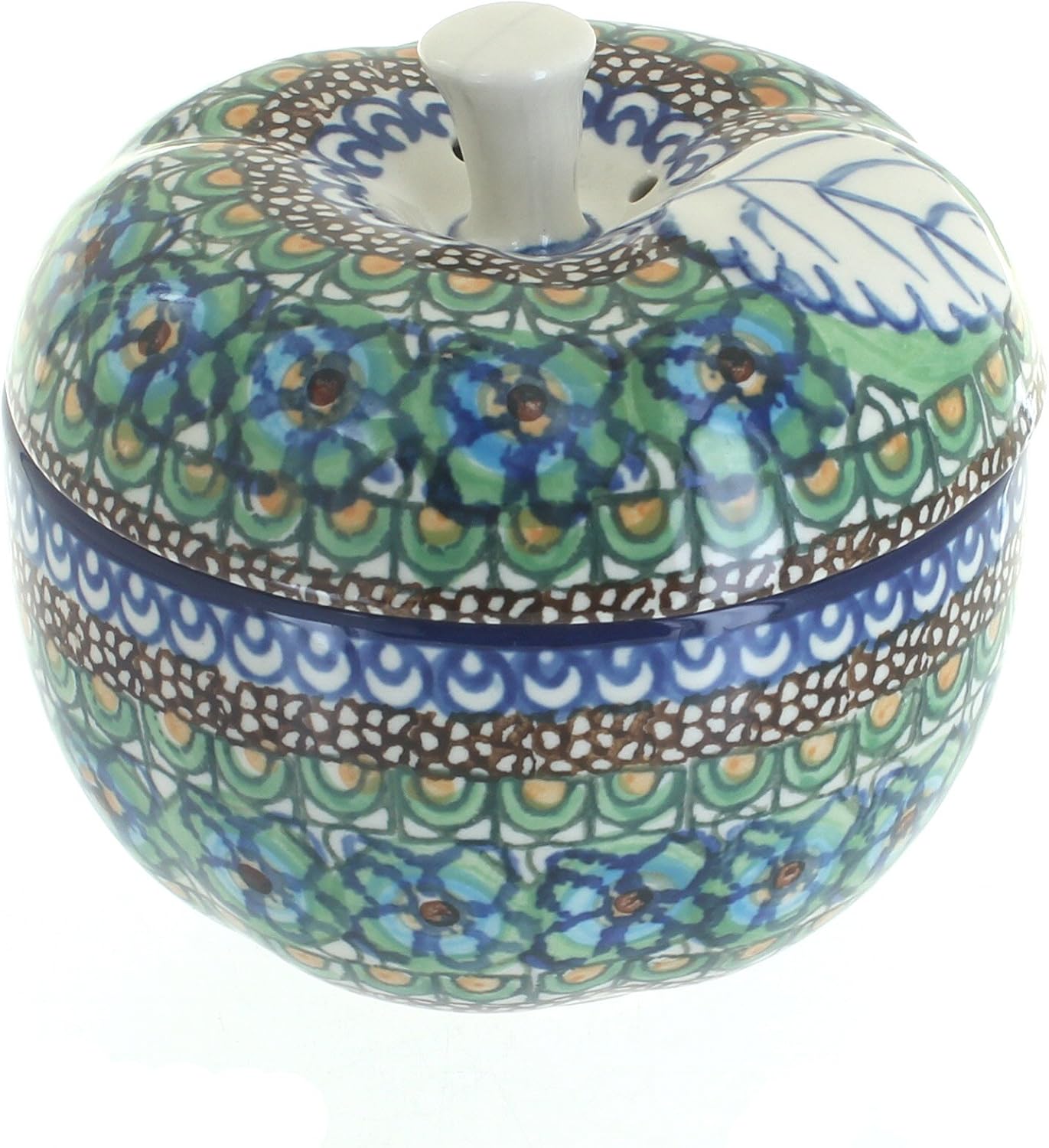 Blue Rose Polish Pottery - Green Teresa Apple Baker - 5" Diameter - Unique Baker for Apples, Durable Bakeware, Dishwasher Safe Bakeware