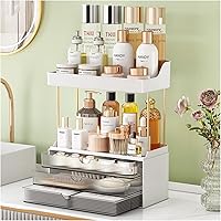 Vista 13 de Organizador de encimera de baño de 3 cajones, organizador de maquillaje de 5 niveles, organizador de perfumes versátil, ideal para almacenamiento