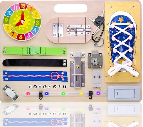 Montessori - Tabla de madera para niños pequeños de 2 a 4 años, juguetes educativos sensoriales para autismo, juguetes de actividad, juguetes de