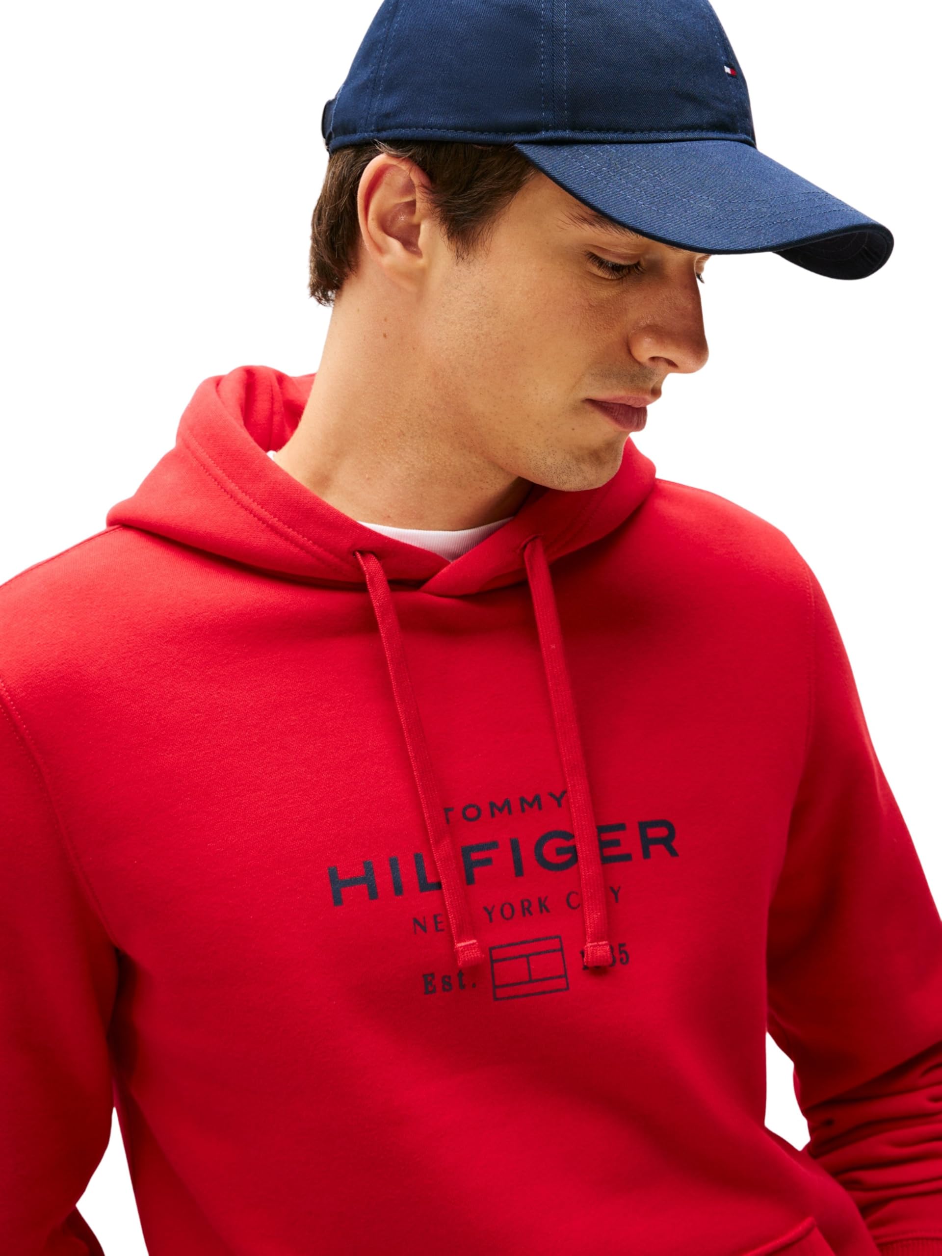 Tommy Hilfiger Męska owalna bluza z kapturem GRAFICZNA MW0MW40864, czerwona, XL, Czerwony (średni czerwony), XL