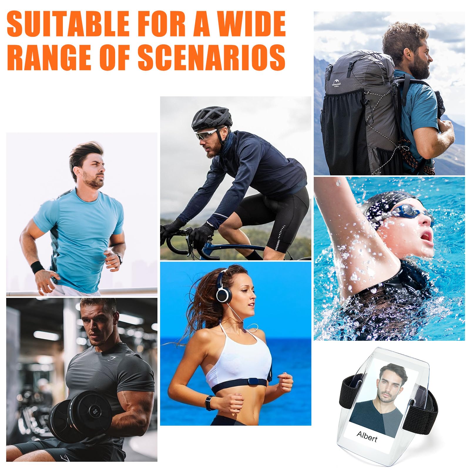 6 soportes para tarjetas de identificación, brazalete impermeable con correa elástica ajustable para personal de oficina, estudiantes, empleados, tamaño universal, transparente