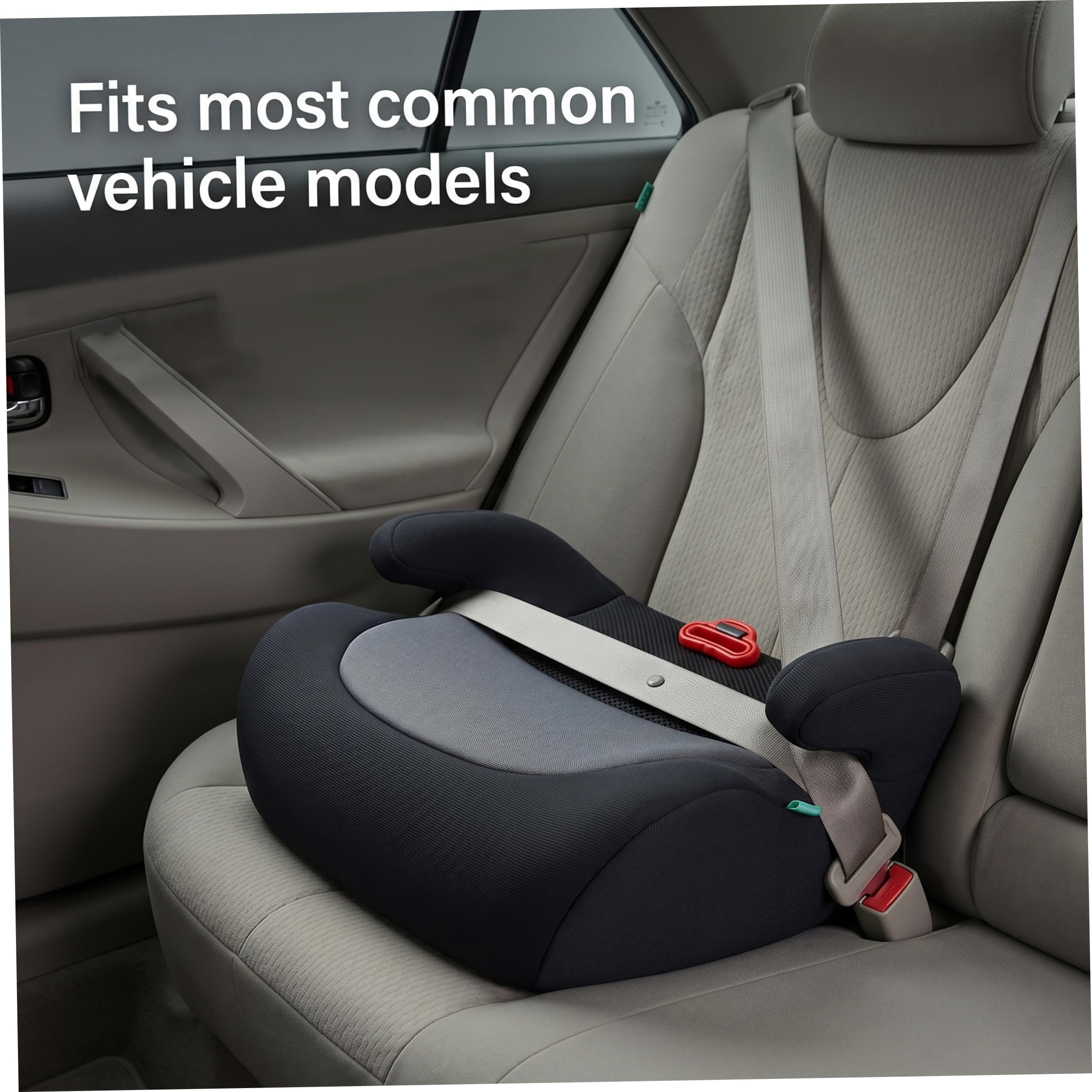 Asiento elevador para automóvil para niños, asiento elevador ergonómico sin respaldo para automóvil, portátil para niños, apto para la mayoría de los vehículos, 15 x 14 x 7 pulgadas, negro.