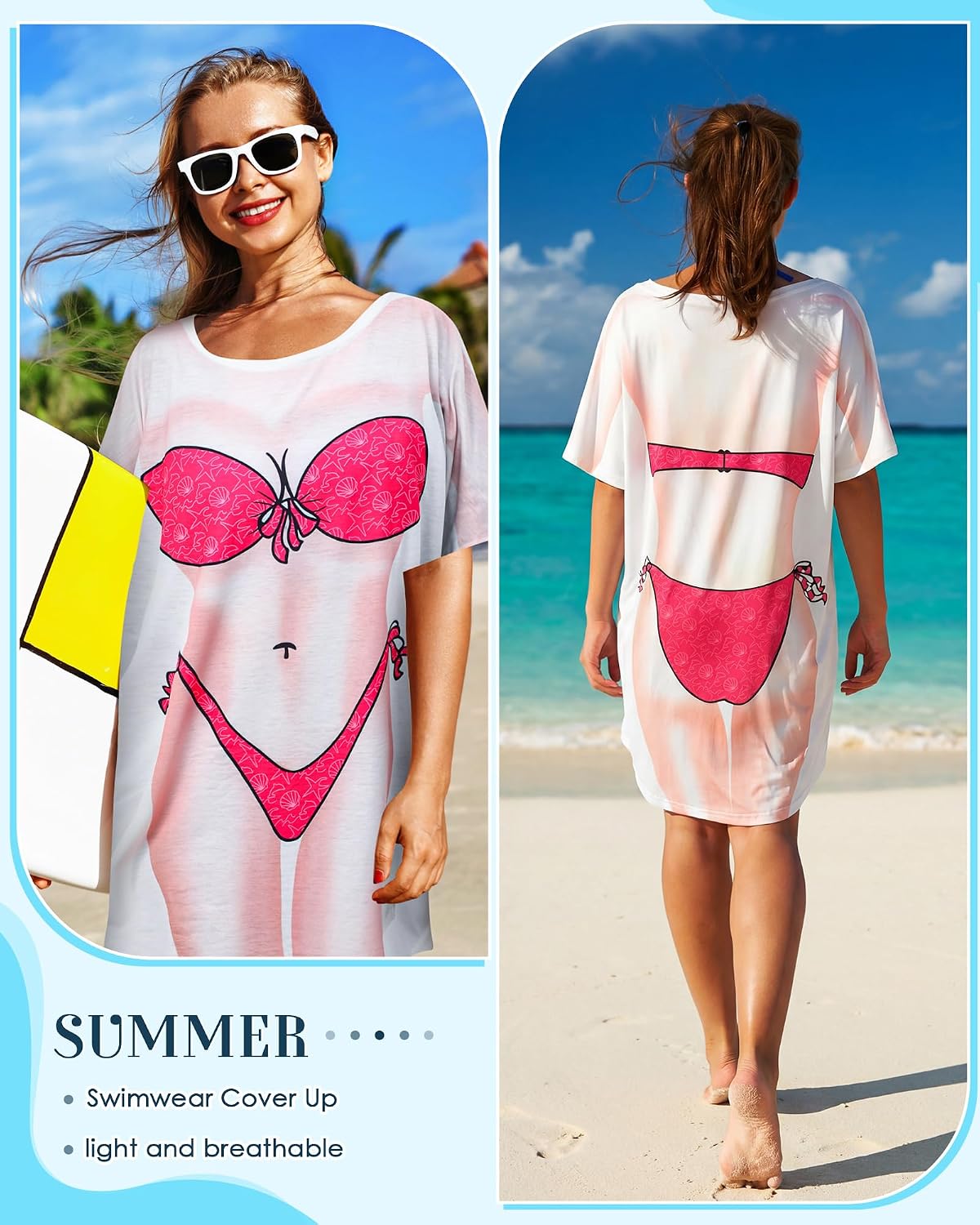 3 Pack Funny Bikini Cover Up Shirt Dress for Women Bachelorette Bikini Beach Cover Up Swimwear
