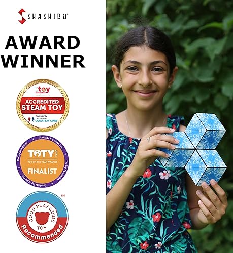 Miniatura 9 de Shashibo - Cubo que cambia de forma, juego para aliviar la ansiedad, con 36 imanes de tierras raras, premiado y patentado, extraordinario cubo