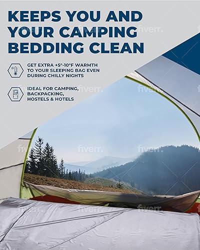 Miniatura 7 de The Friendly Swede Forro de saco de dormir, sábanas de viaje para hotel, sábanas de campamento, saco de dormir para adultos, saco de dormir de