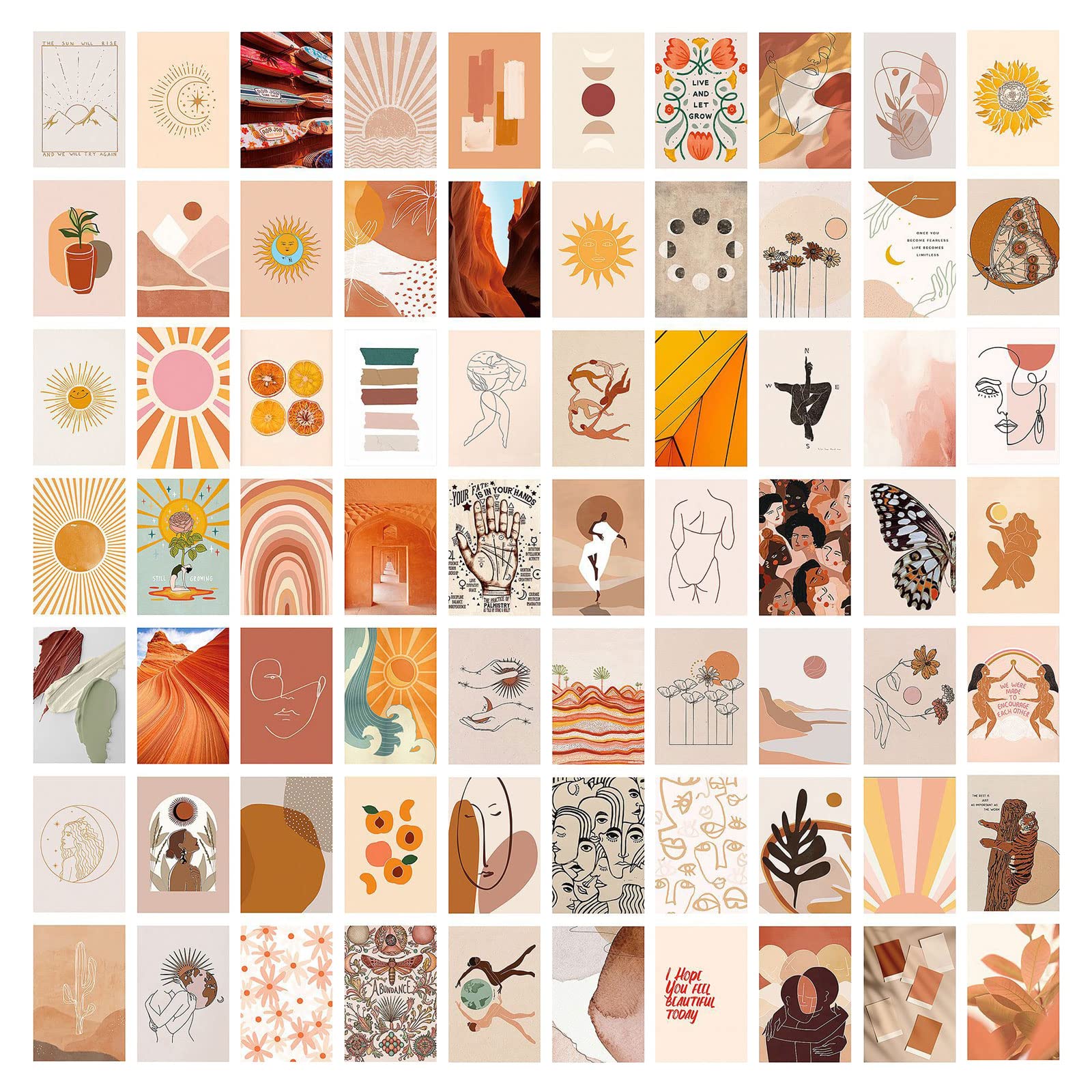Amazon.com: ASMANNA 70 PCS Photo Collage Kit Boho Wall Collage Kit  Aesthetic Pictures 70 Set 4x6 Inch Posters for Room Aesthetic Vintage Cute  Dorm Photo Wall Decor for Teen Girls, Boho Wall