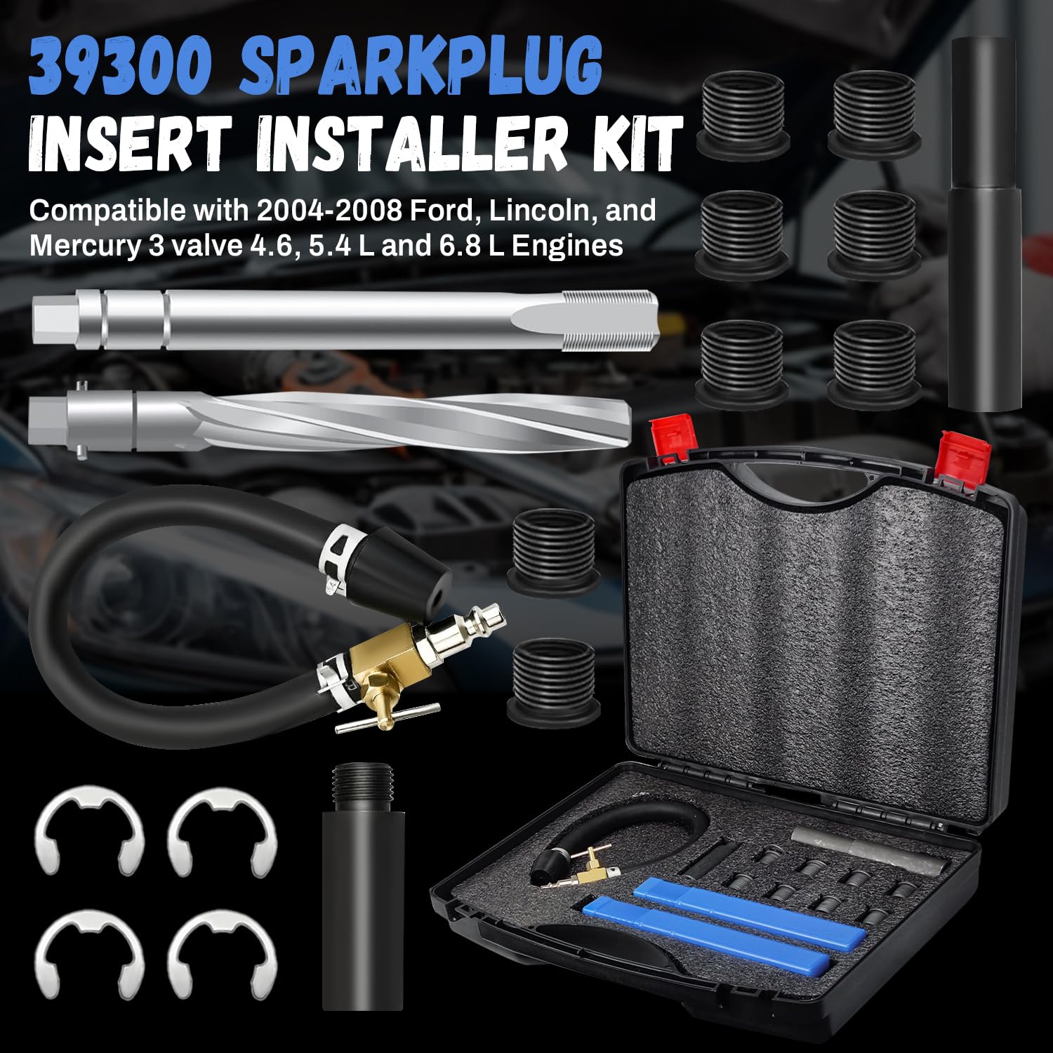 Yueidung 39300 3-Valve M16x1.5 Sparkplug Insert Repair Kit to Repair Spark Plug Threads in Cylinder, Compatible with 2004-2008 Ford Triton 3 Valve 4.6L, 5.4L and 6.8L Engines
