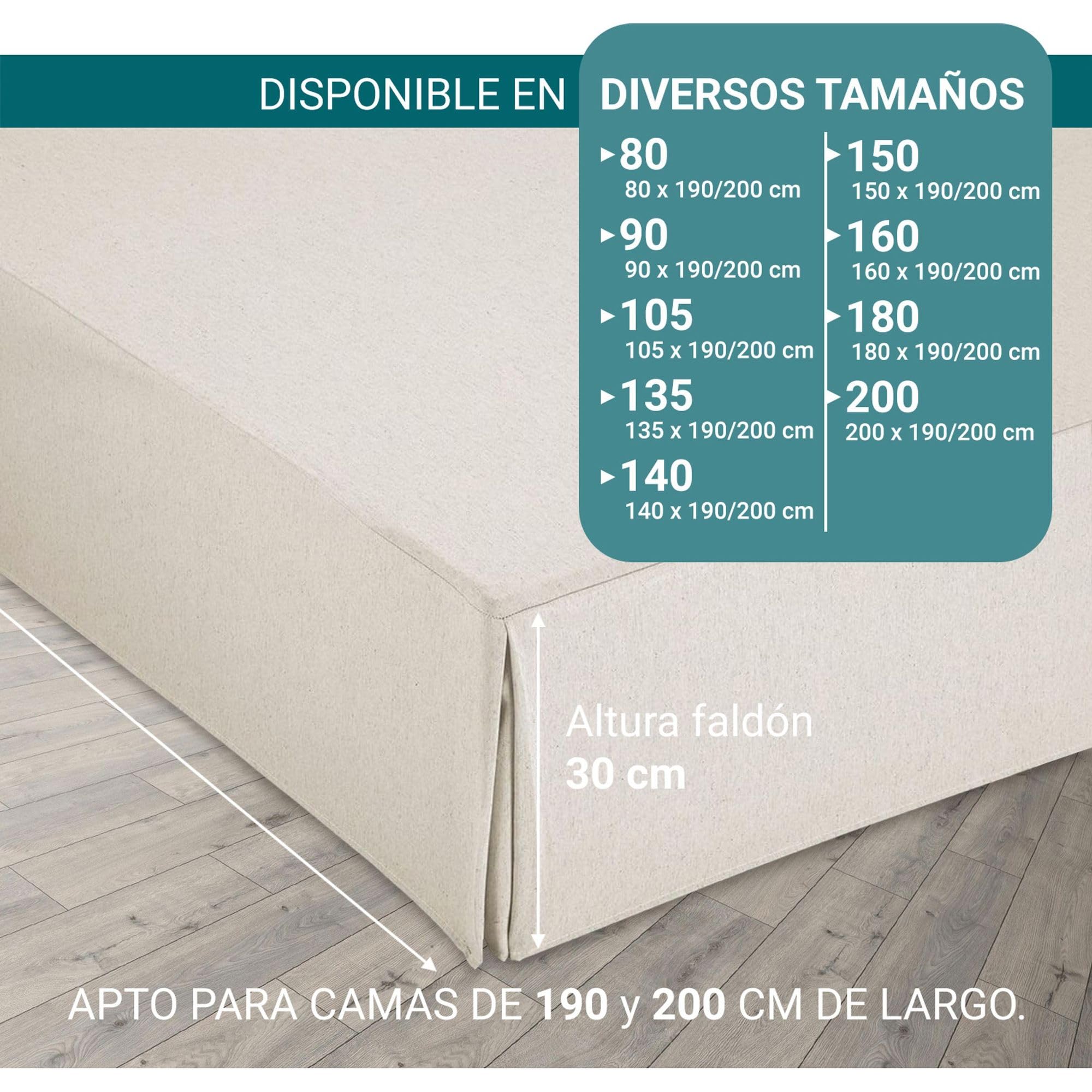 ECOMMERC3 | Cubre Canape Cama 160 Tamaño Faldon Cama 160X190/200 cm - Cubre Canape Color Marfil Ajuste Antideslizante y Transpirable 100% Made in Spain