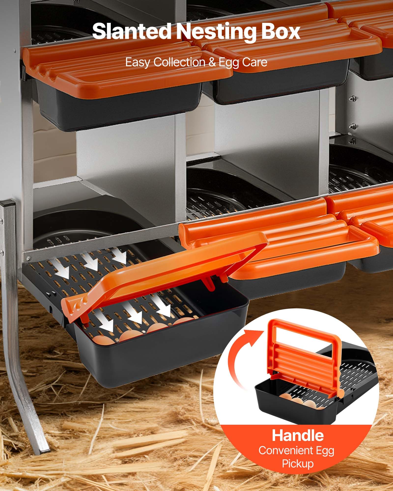 VEVOR Nido con Cassette di Incubazione per uova 10 Scomparti con Gambe di Supporto, Facile Raccolta, Acciaio Zincato e Plastica ad Alta Resistenza, Nido per Deposizione di Uova di Gallina