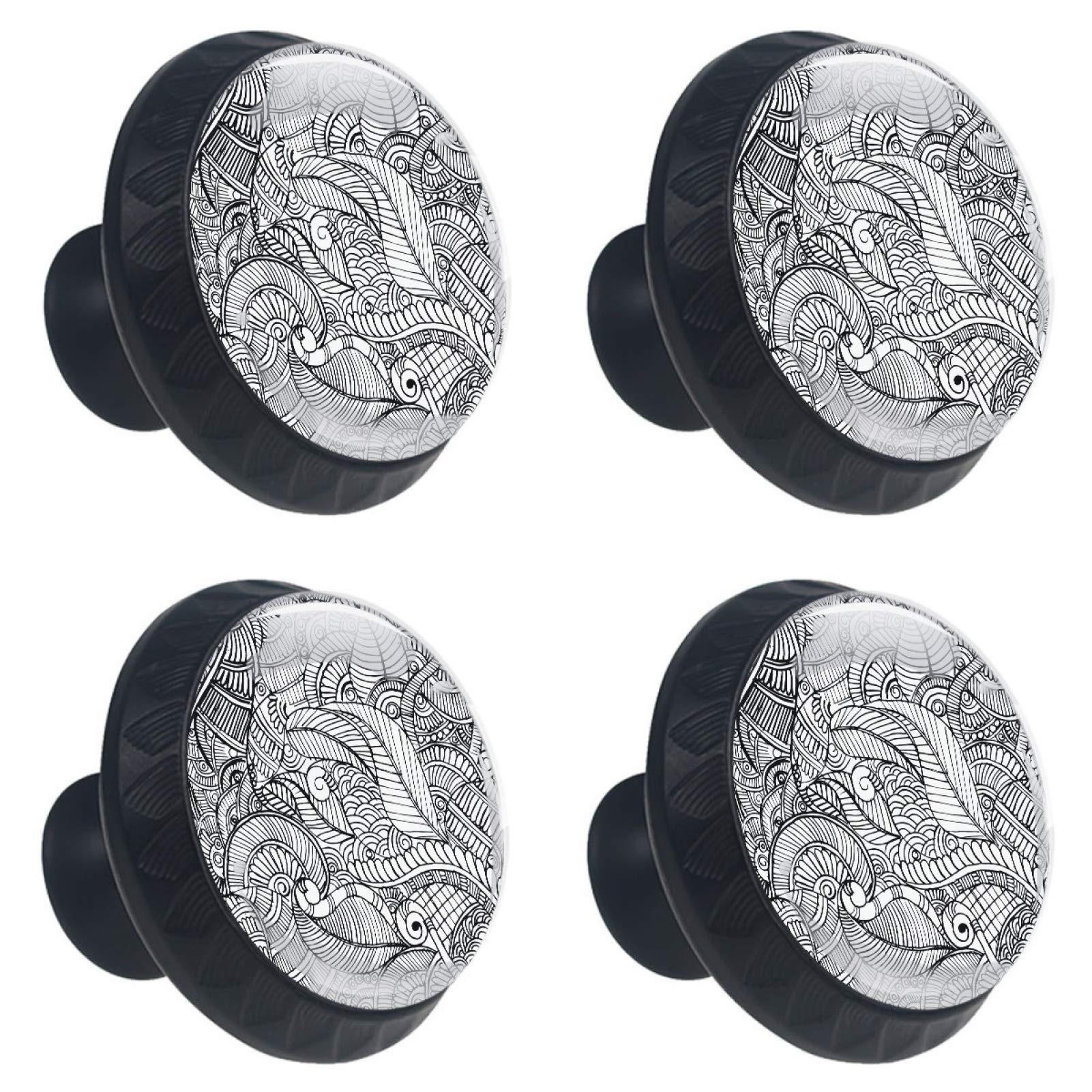 Boutons de placard mandala noir et blanc pour relooker une commode de cuisine de 30mm