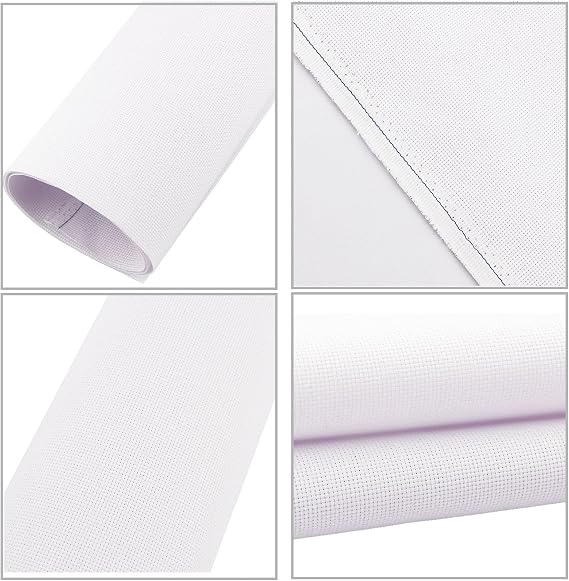 Needlepoint Canvas,14-Mesh Blank White Canvas Cotton, White Cross Stitch Embroidery Fabric for Embroidery, Knit Crochet Projects,16'' X 20''