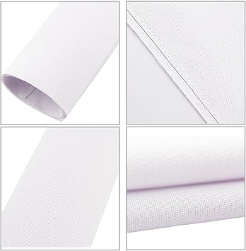 Needlepoint Canvas,14-Mesh Blank White Canvas Cotton, White Cross Stitch Embroidery Fabric for Embroidery, Knit Crochet Projects,16'' X 20''