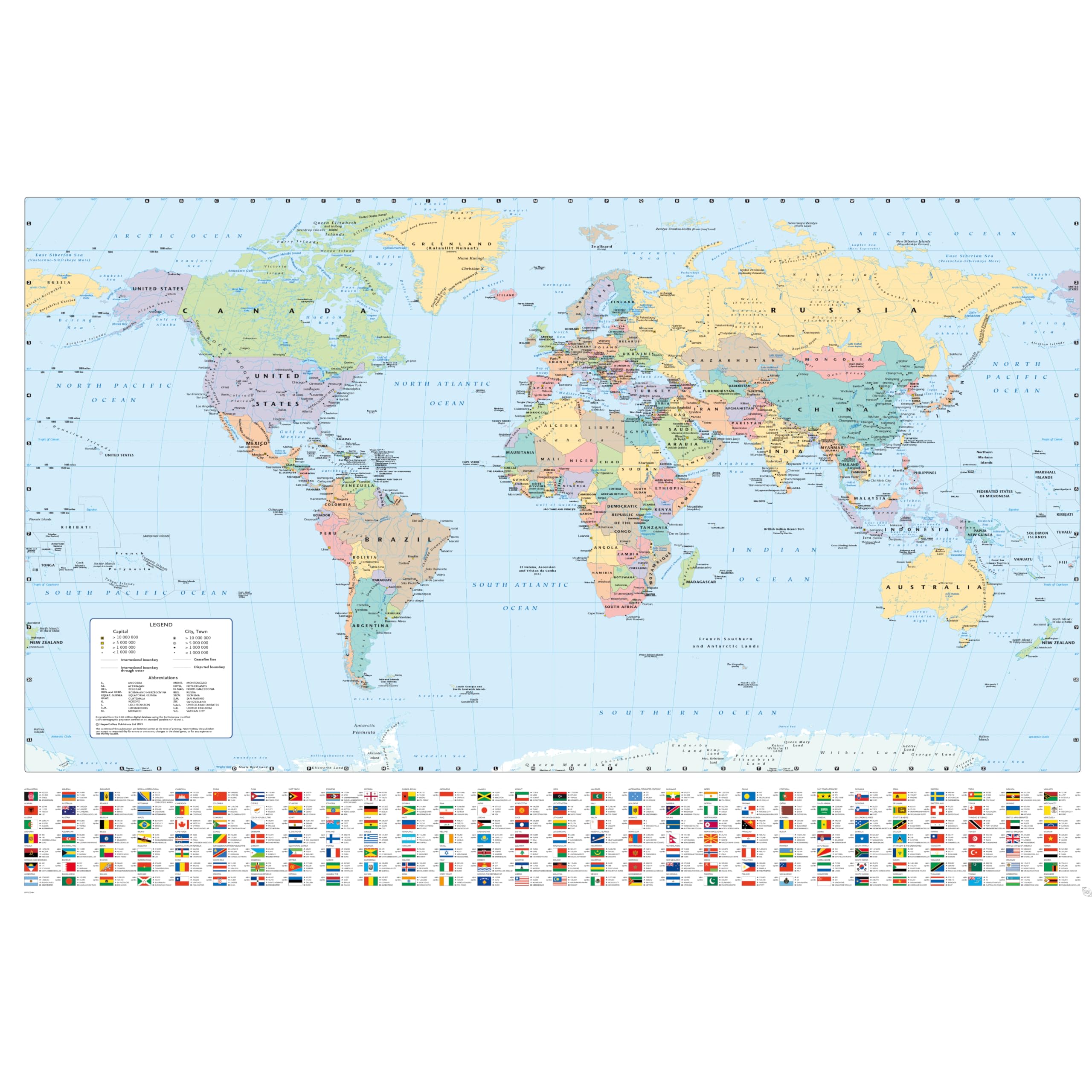 GB eye Harper Collins World Map 61 x 91.5cm / 24.2 x 35.8 inches Maxi Poster - Shipped Rolled - Art Poster - Wall Posters - Posters & Prints