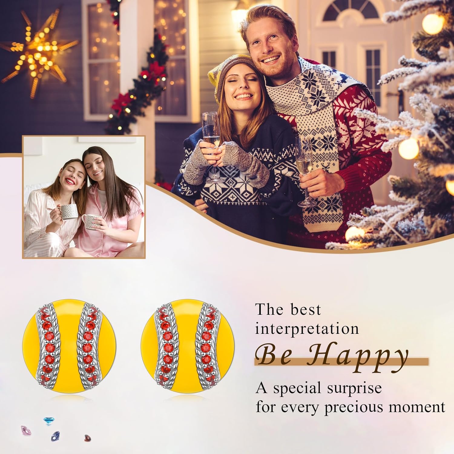 925 Sterling Silver Softball Earrings Studs for Women Sports Jewelry Softball Gifts for Player Lover Fan Coach - Image 7