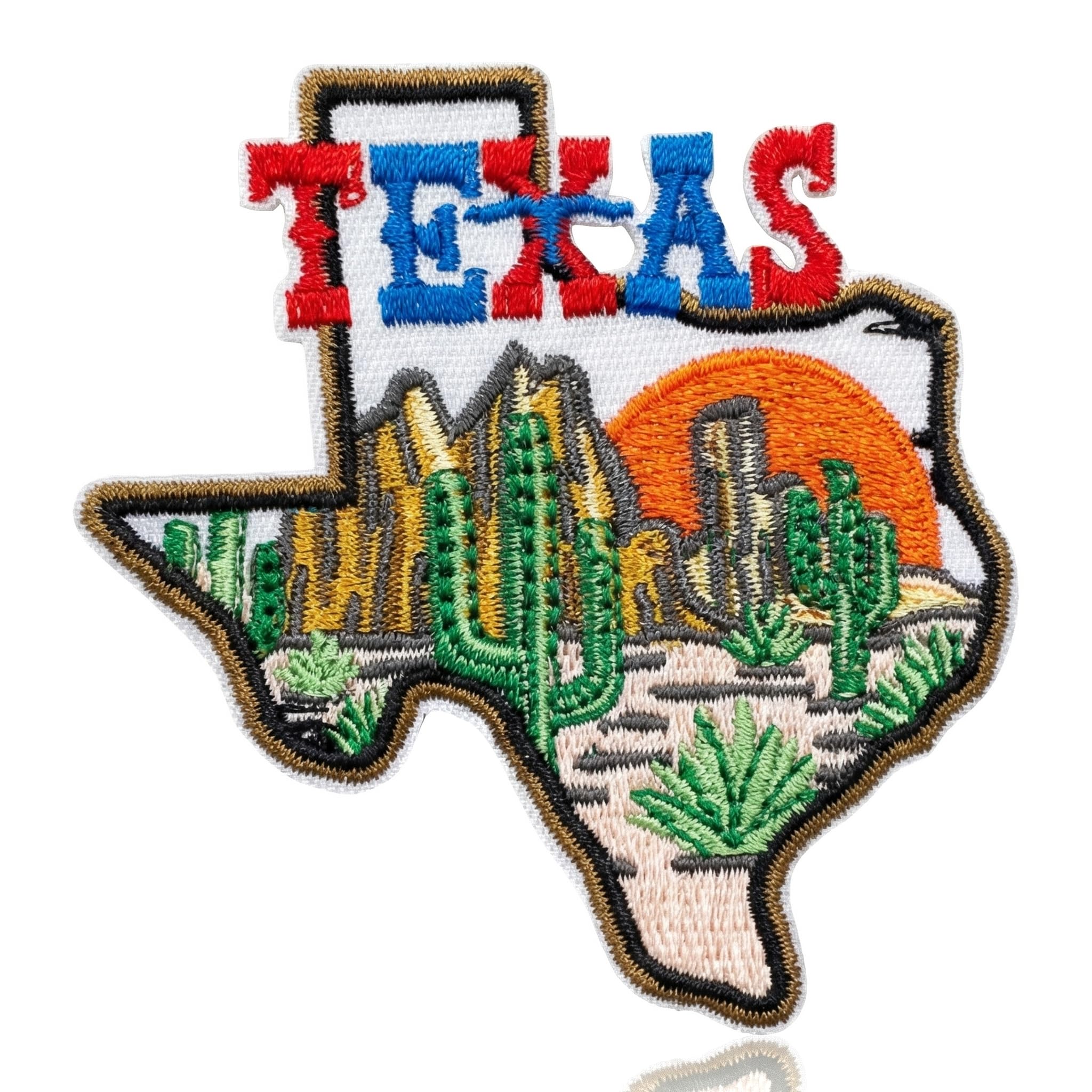 QianSiLi Texas Embroidery Iron On Patch, Desert Landscape Cactus Applique Patches, 3inches Decorative Patch for Backpacks, Hats, Jackets, Travel Iron On Patches for Clothing Gifts for Traveler