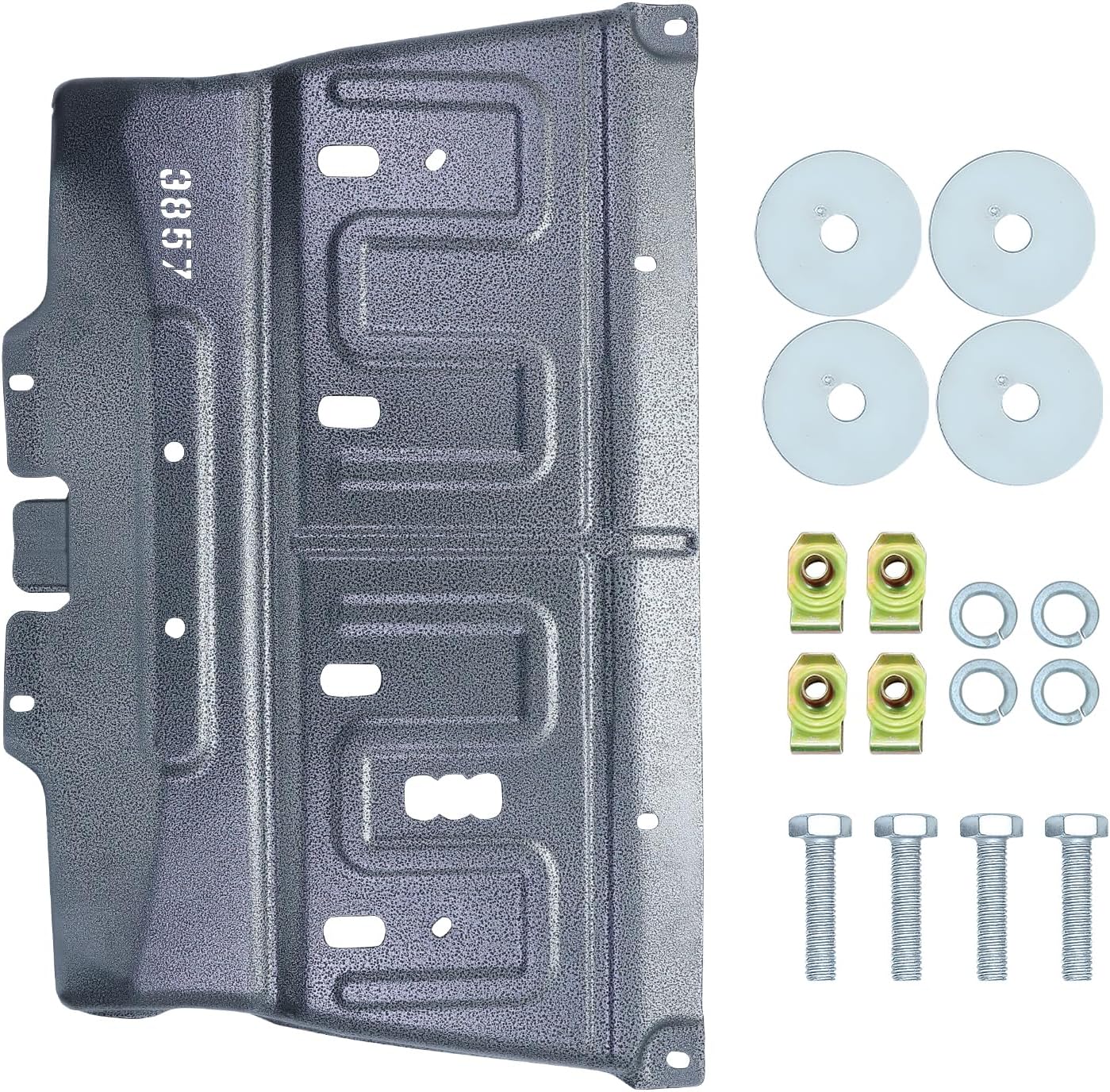 for 2015-2020 Ford F150 Splash Shield, Underbody Cover Skid Plate - 3D Manganese Steel, Fits 2.7L 3.3L 3.5L 5.0L Gas Engines, Not for Raptor/3.0L Diesel, Replaces ML3Z-7222-D LDNMILES