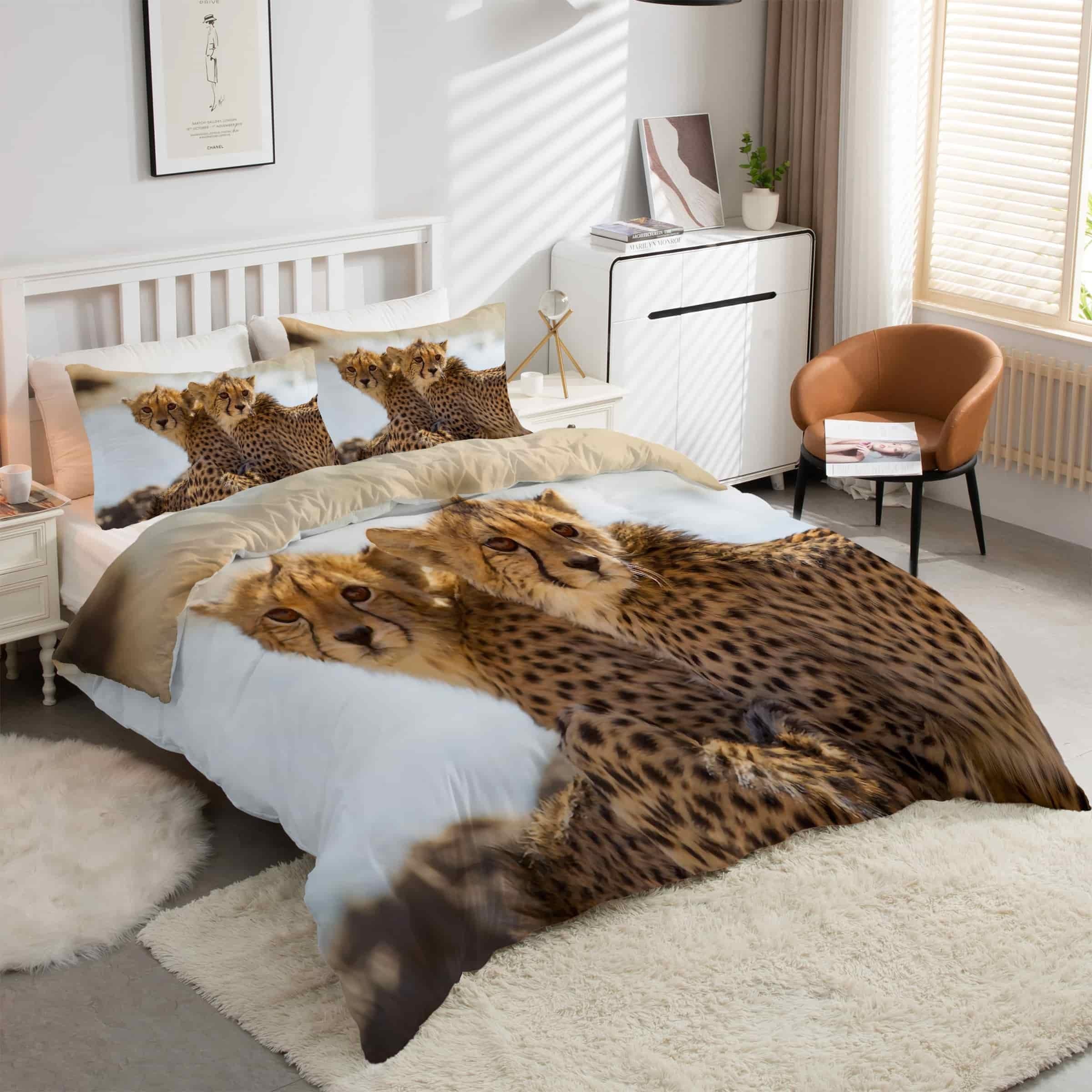 Housse de couette 160x200 guépard pour une décoration de chambre exotique