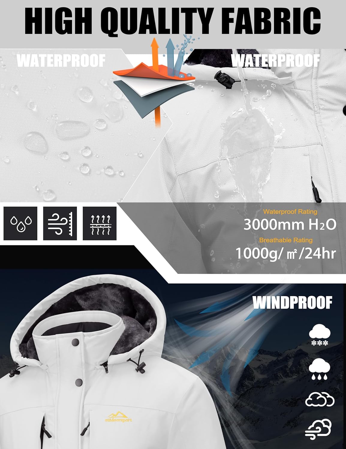 MAGCOMSEN Women's Ski Jacket Snow Winter Coat Waterproof Insulated Warm Fleece Thermal Skiing Jacket Windproof Raincoat - Image 4