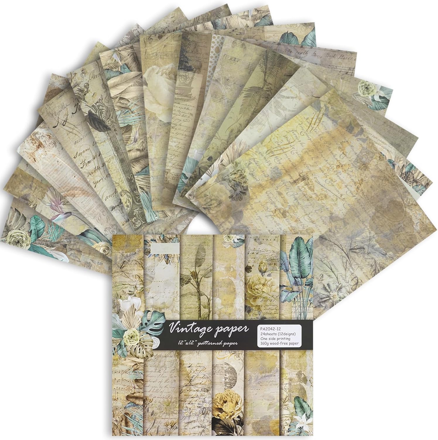 levylisa 24 Sheets Decorative Scrapbook Paper Pack Vintage Scrapbooking