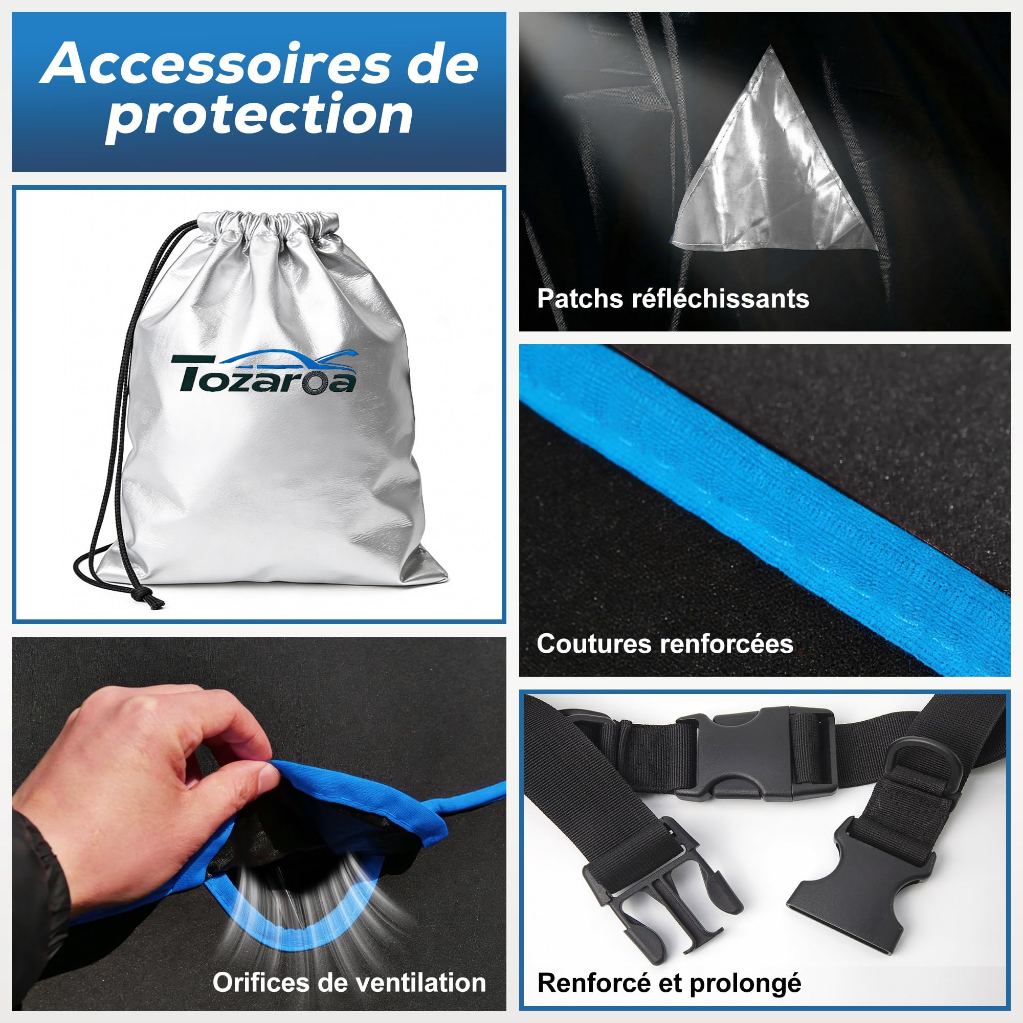 Bâche Voiture Anti-grêle Étanche avec Pare Soleil Voiture,Housse de Protection anti grêle pour Voiture Extérieur Contre UV,Bache Voiture la Grele pour Fiesta,Polo,Corsa,C3,Yaris(Jusqu'à 415cm)