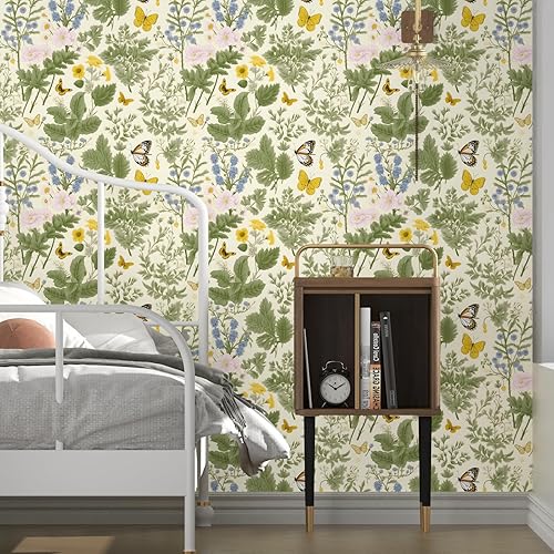 Miniatura 3 de Papel tapiz floral amarillo para despegar y pegar, papel tapiz de vinilo para pegar y despegar hojas, papel de contacto para gabinetes, papel de